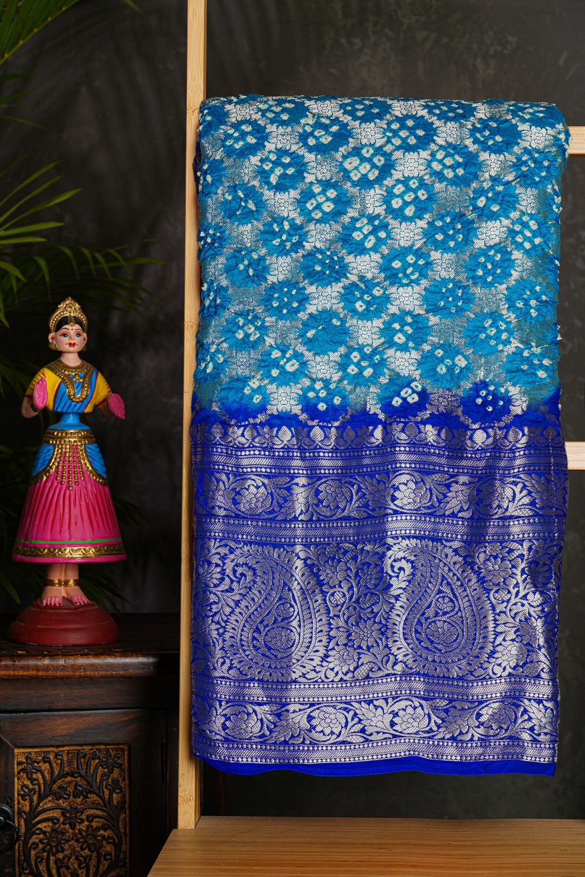 Bandhani Silk Blue Saree