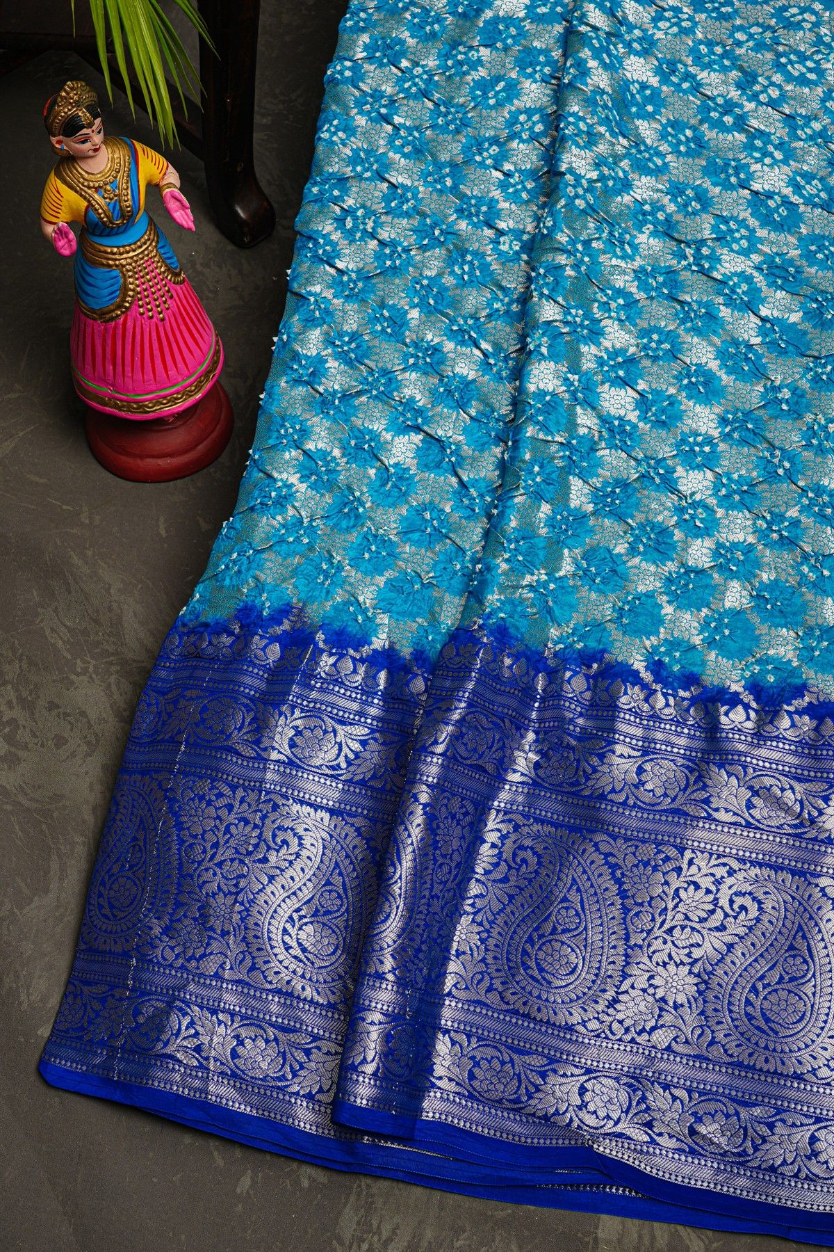 Bandhani Silk Blue Saree