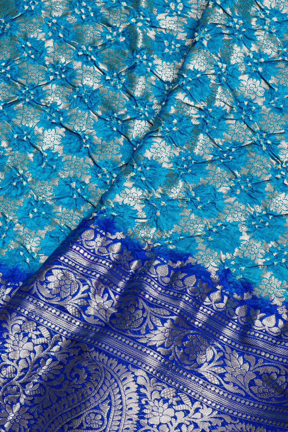 Bandhani Silk Blue Saree