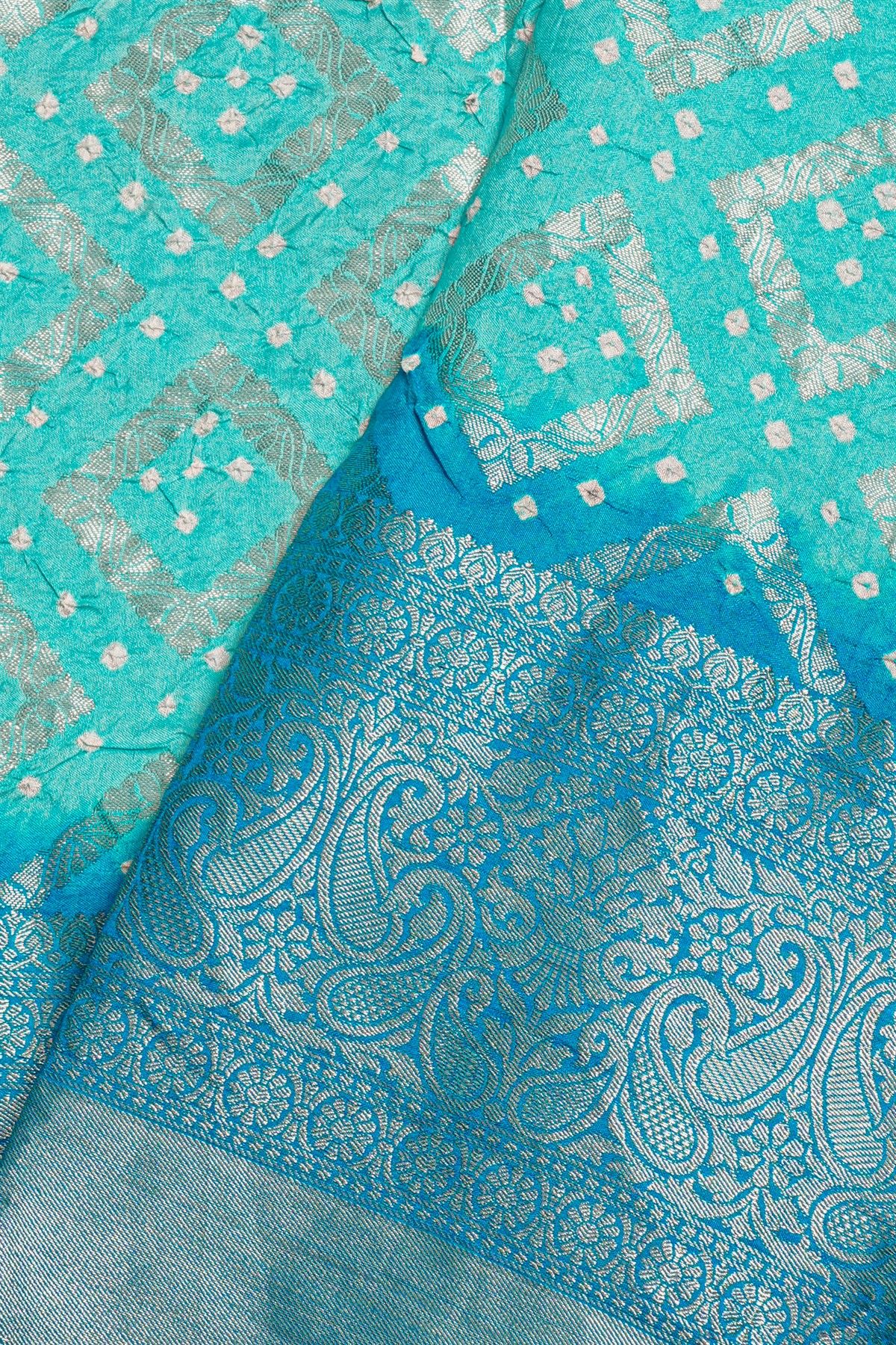 Bandhani Silk Sky Blue Saree