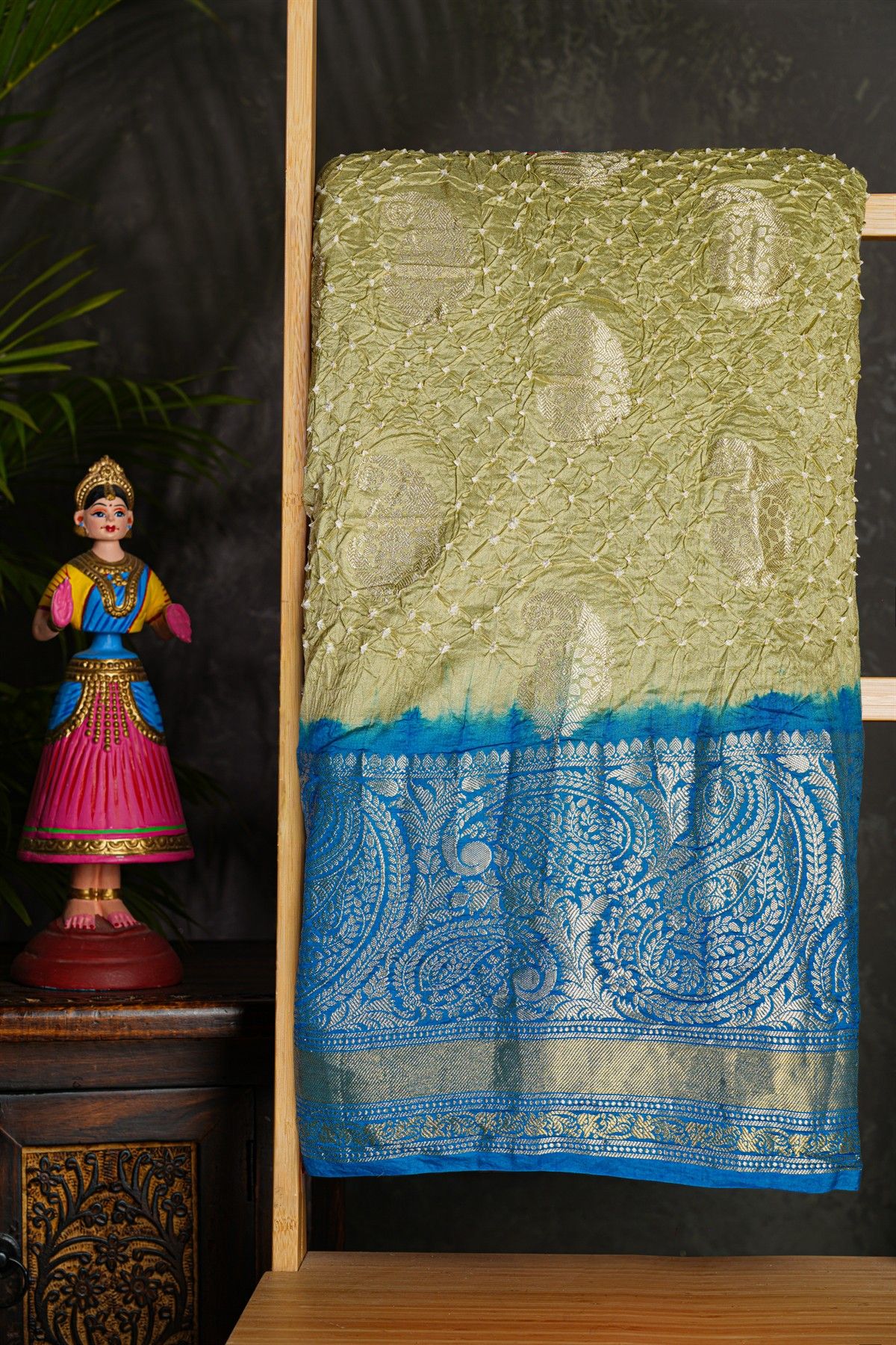 Bandhani Silk Beige Saree