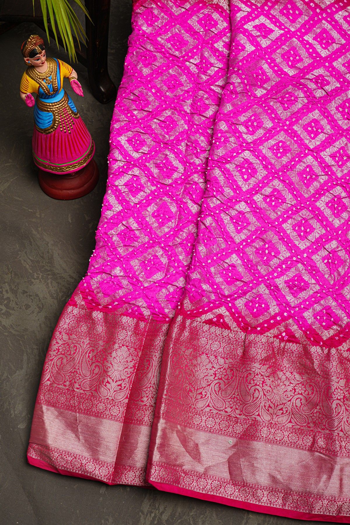 Bandhani Silk Pink Saree