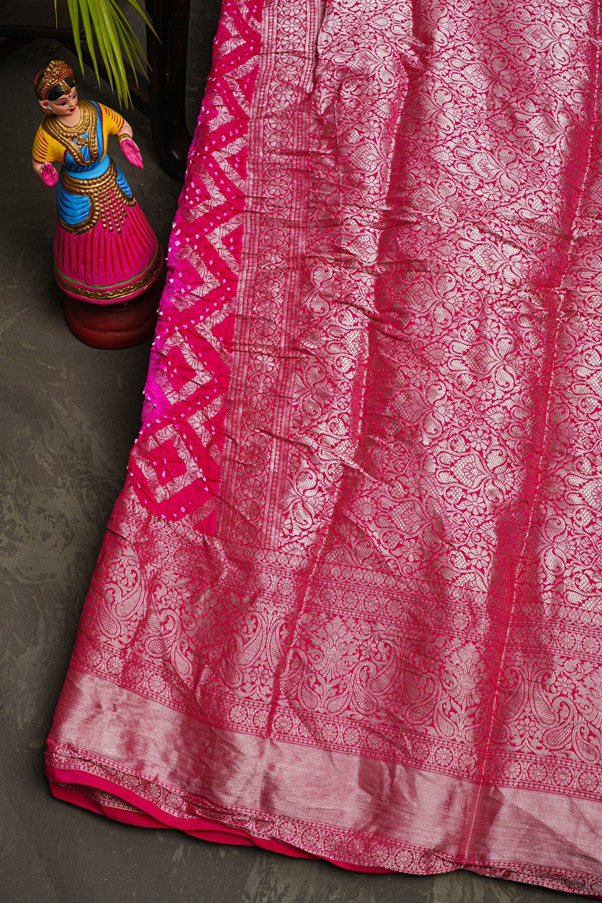 Bandhani Silk Pink Saree