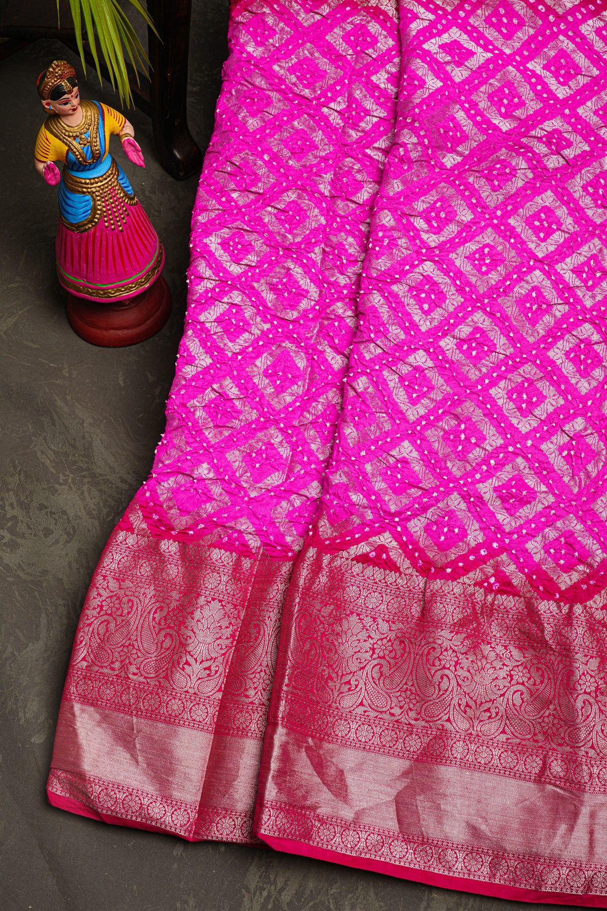 Bandhani Silk Pink Saree