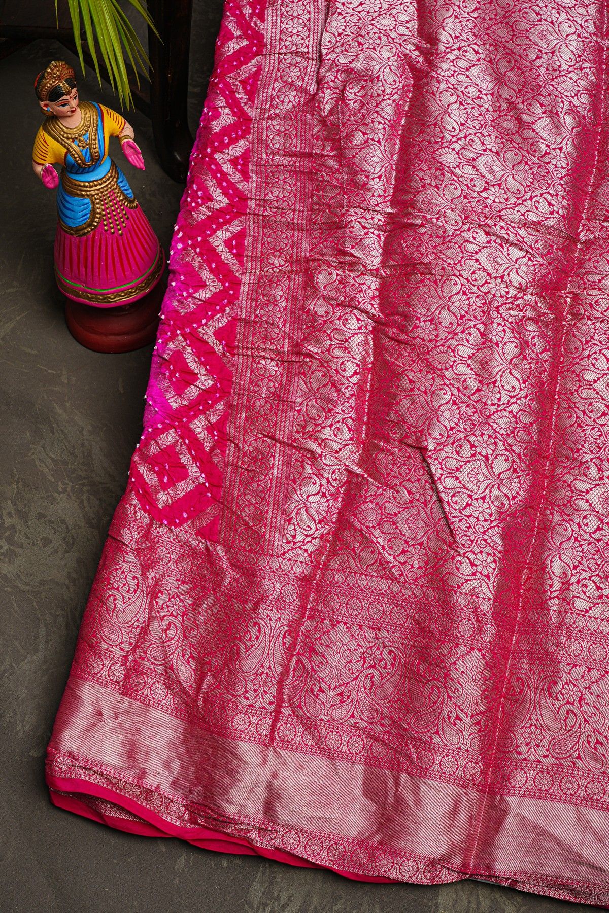 Bandhani Silk Pink Saree