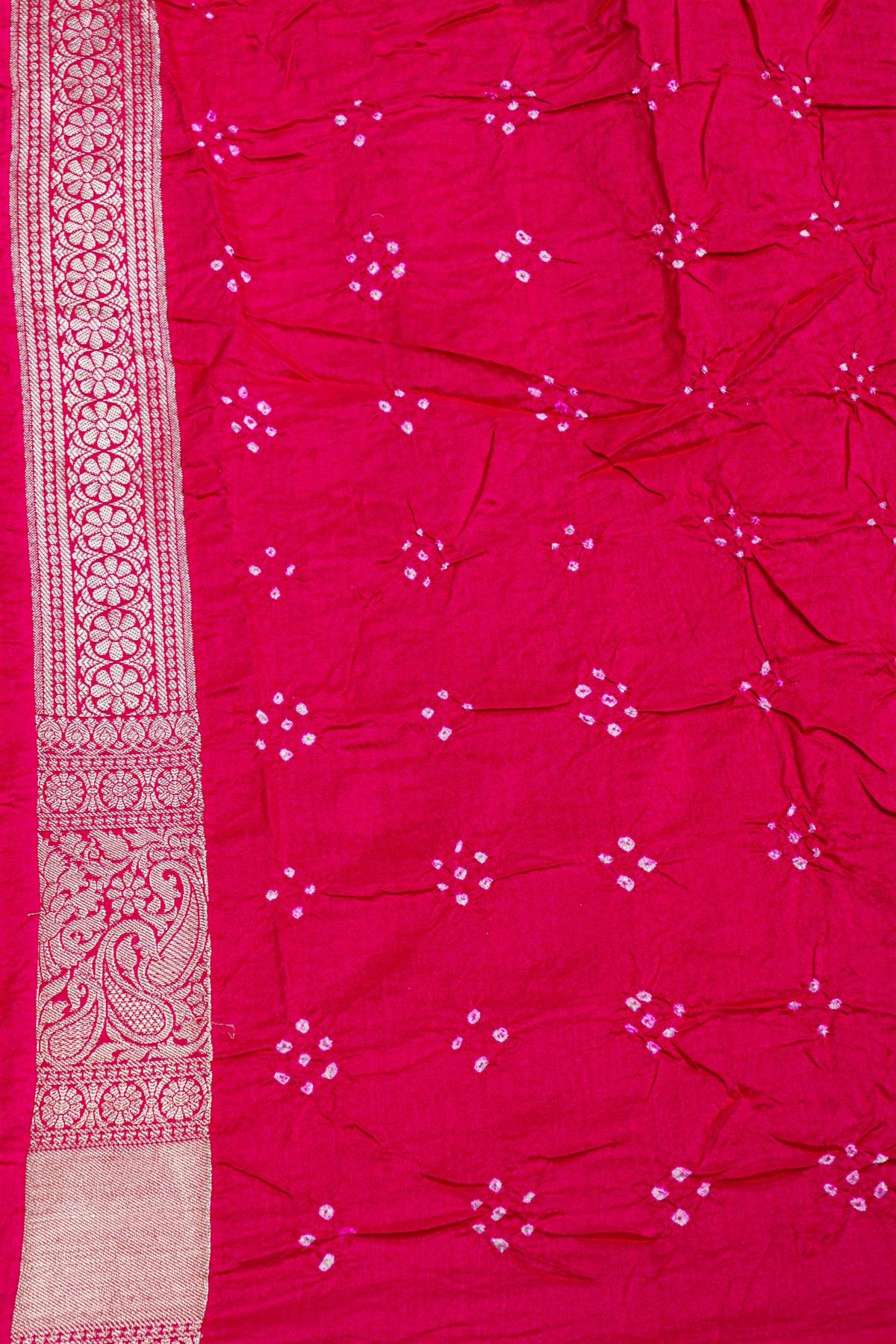Bandhani Silk Pink Saree