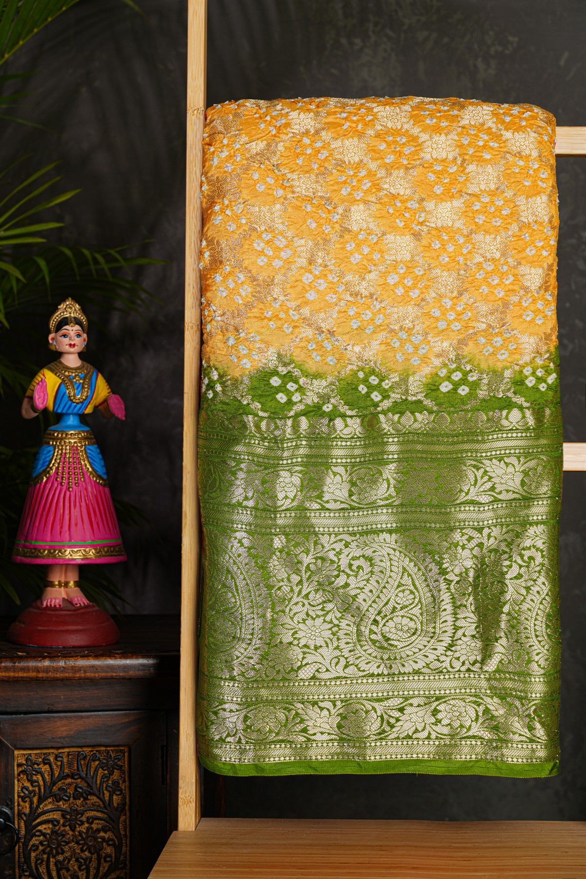 Bandhani Silk Mustard Saree