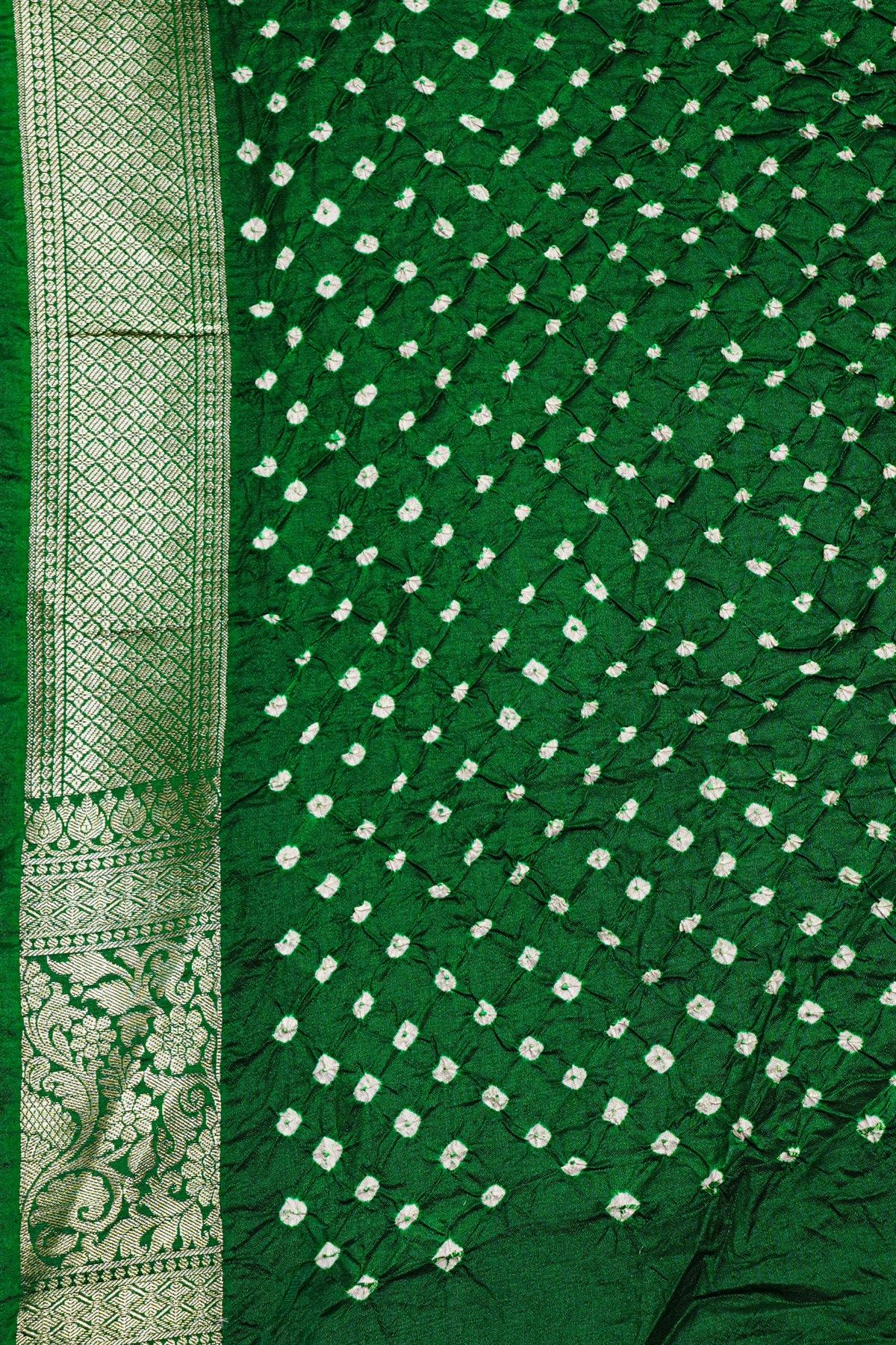 Bandhani Silk Parrot Green Saree
