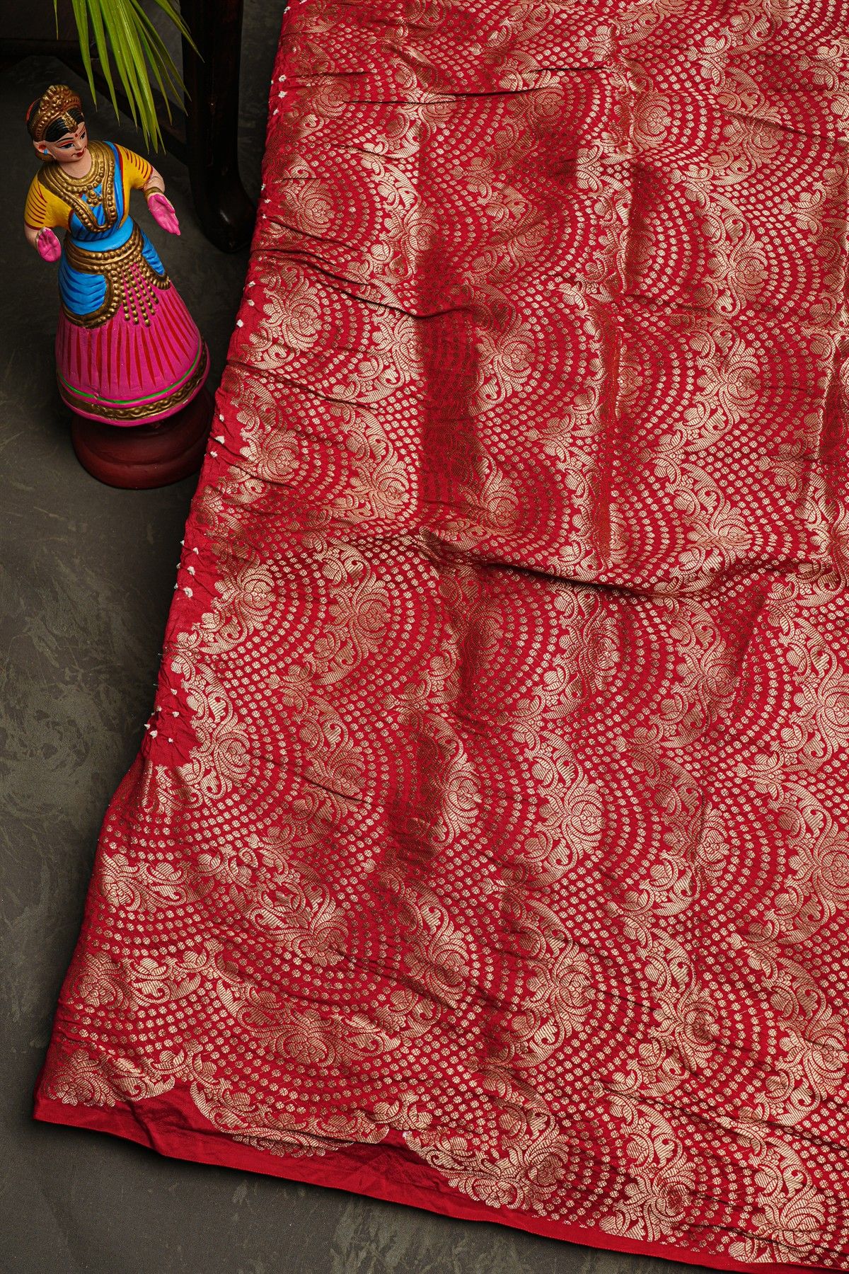 Bandhani Silk Baby Pink Saree