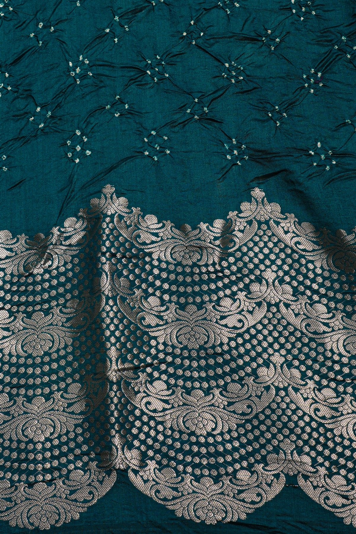 Bandhani Silk Parrot Green Saree