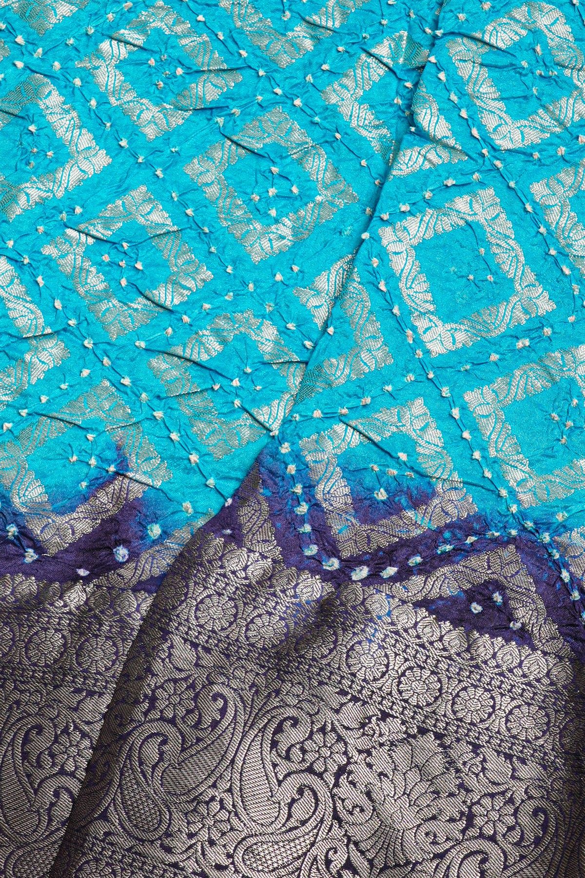 Bandhani Silk Sky Blue Saree