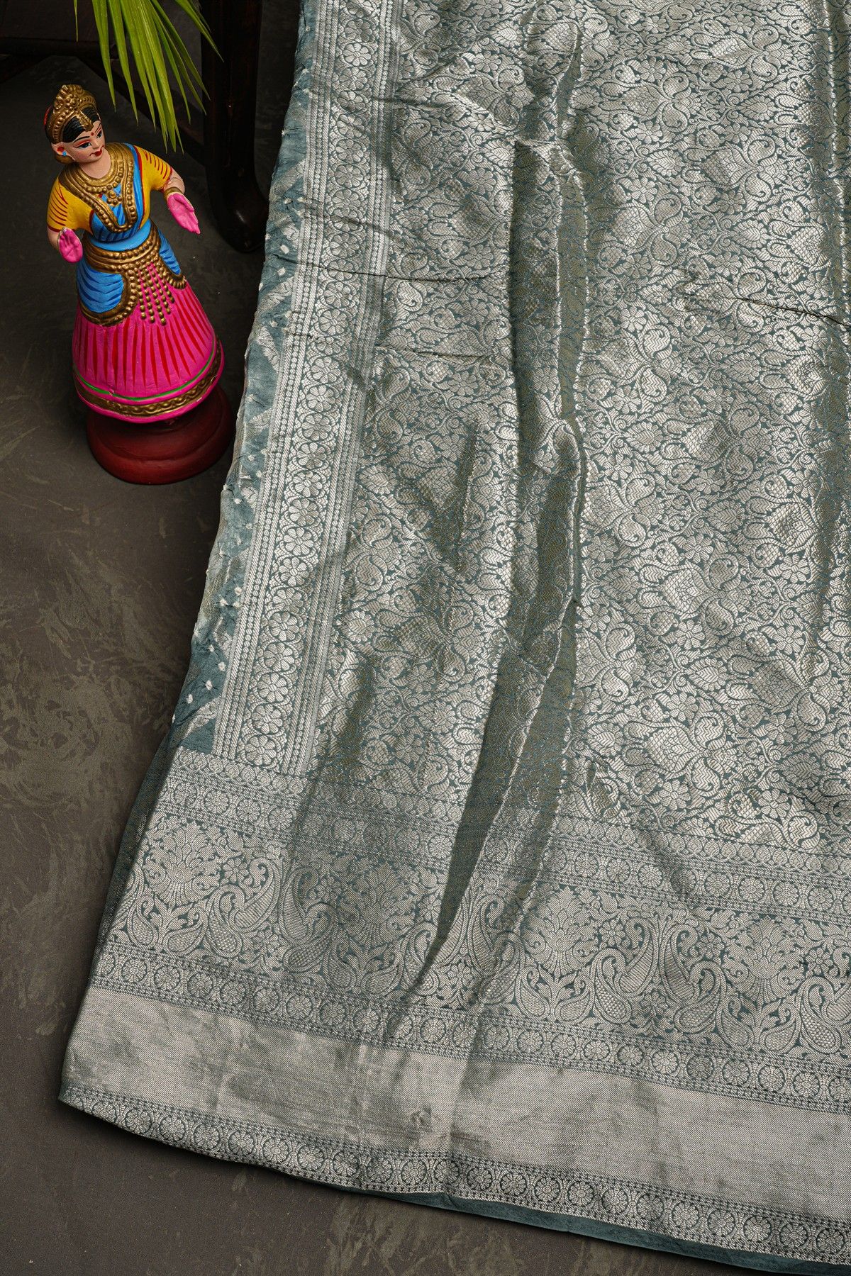 Bandhani Silk Light Grey Saree