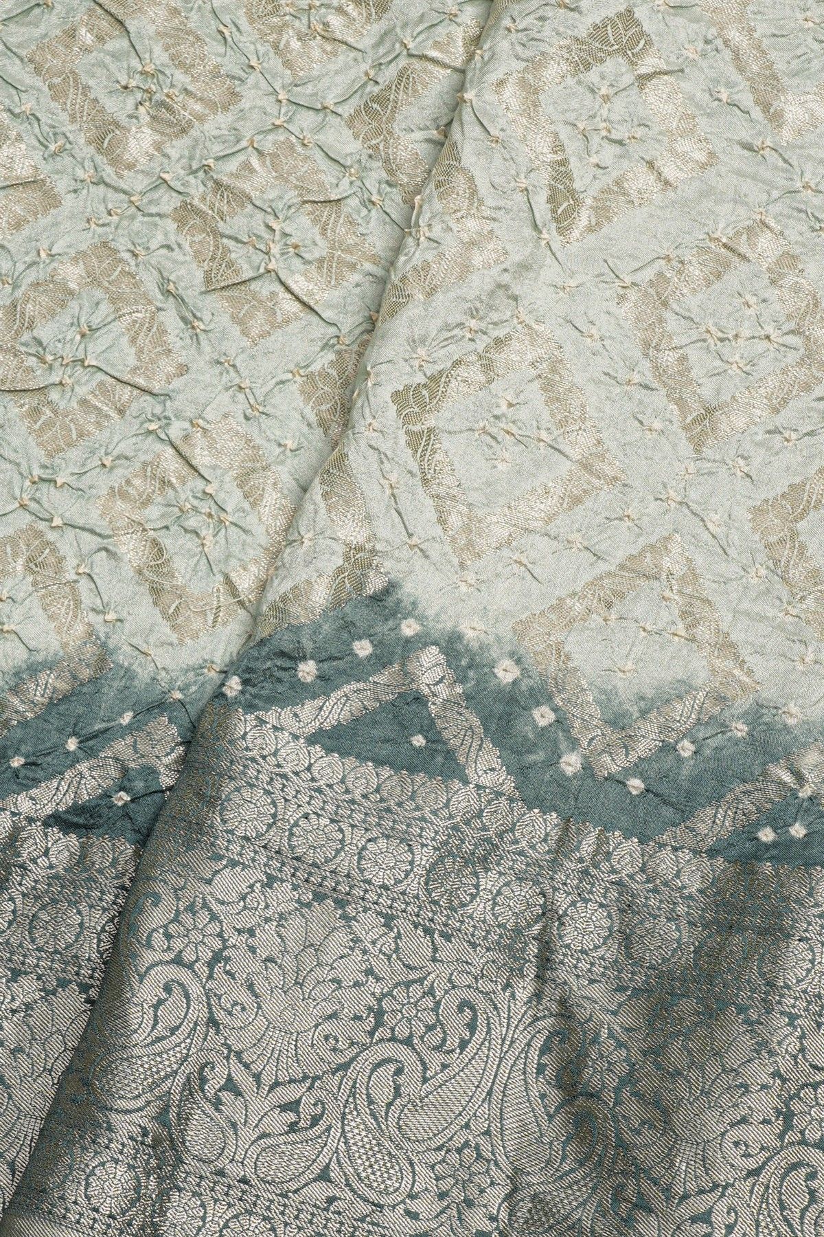 Bandhani Silk Light Grey Saree