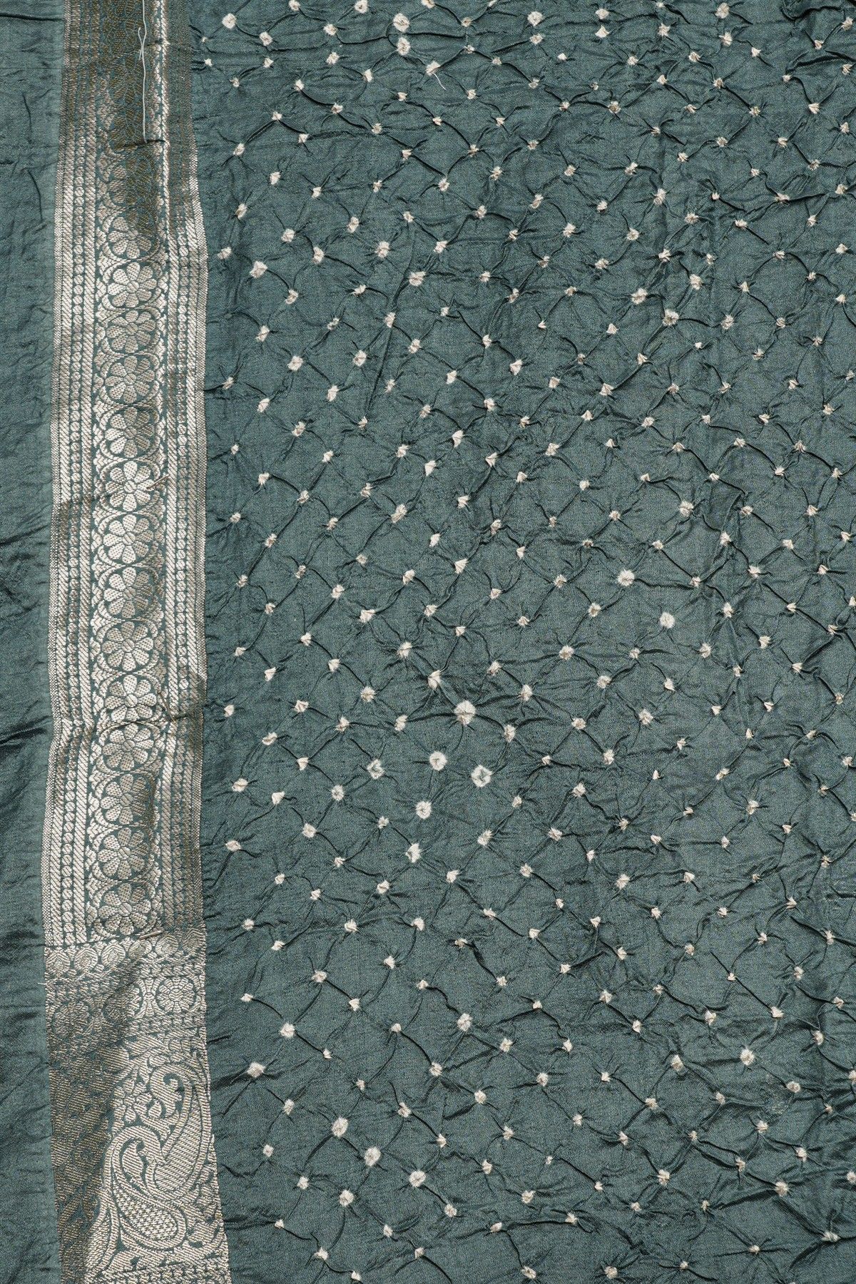 Bandhani Silk Light Grey Saree