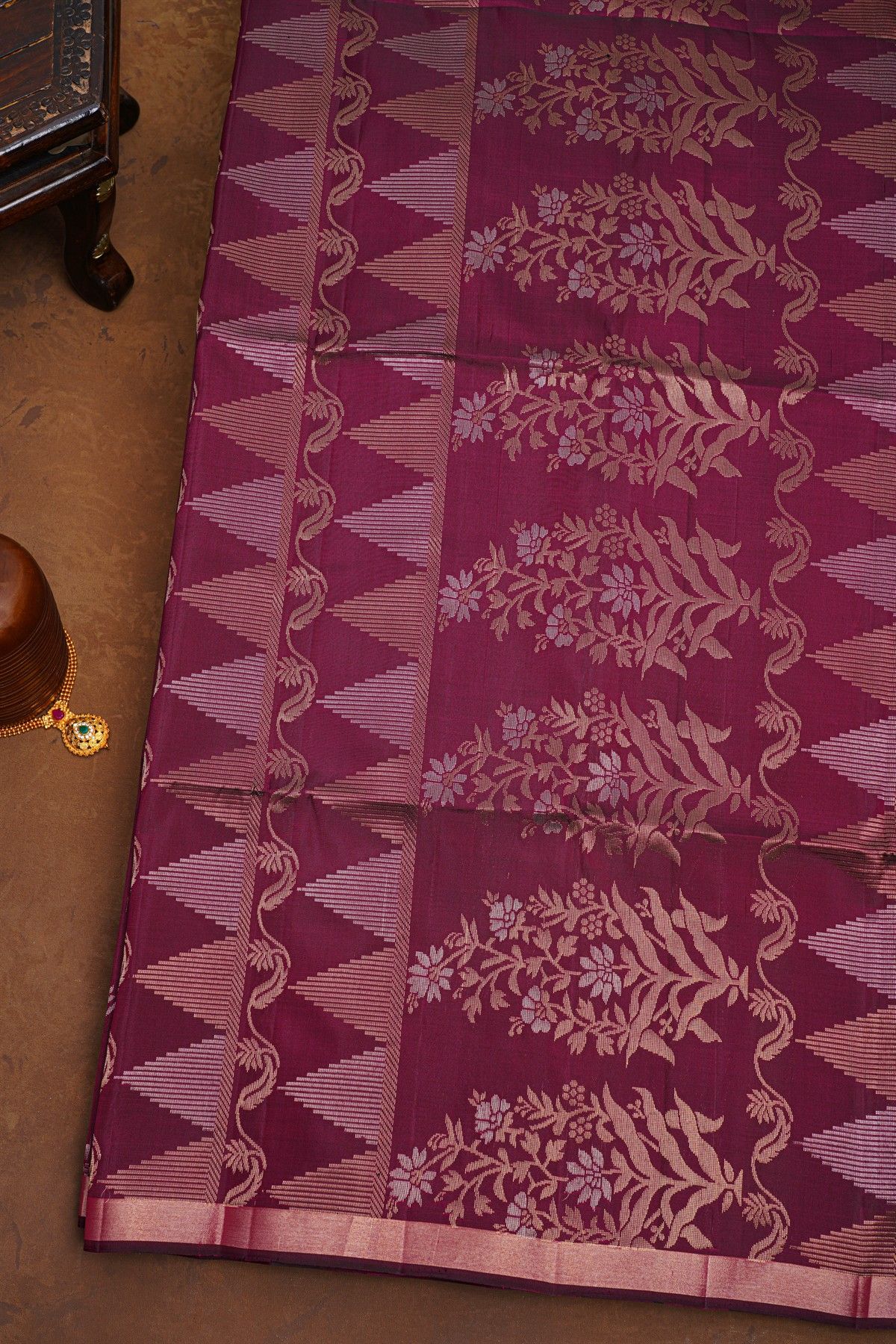 Coimbatore Soft Silk Wine Saree