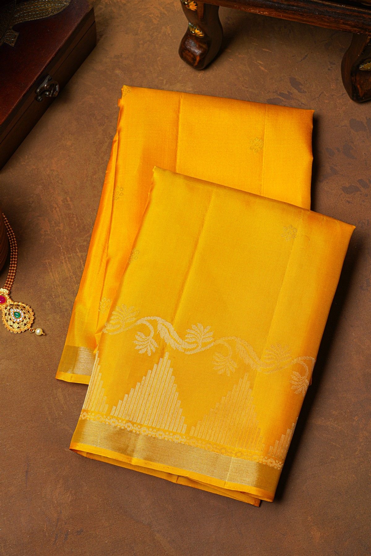 Coimbatore Soft Silk Mustard Saree