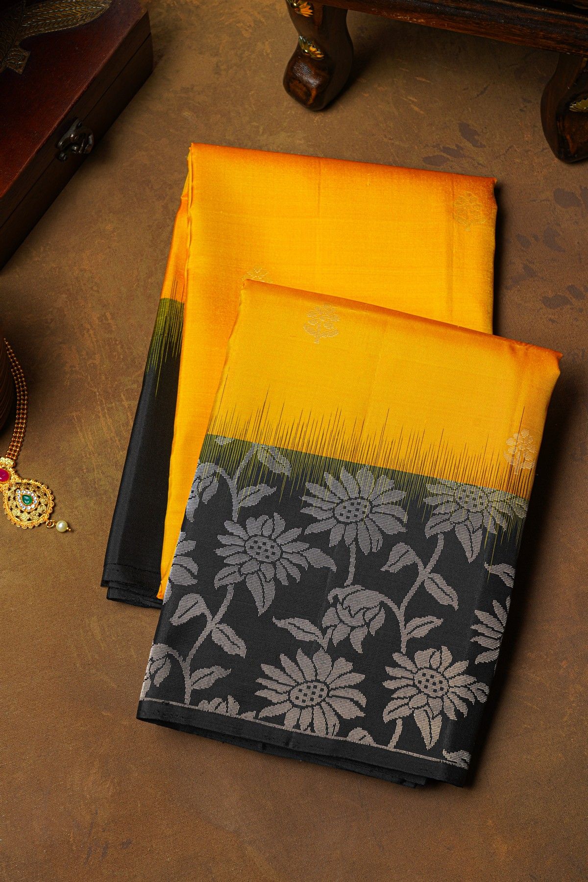 Coimbatore Soft Silk Mustard Saree