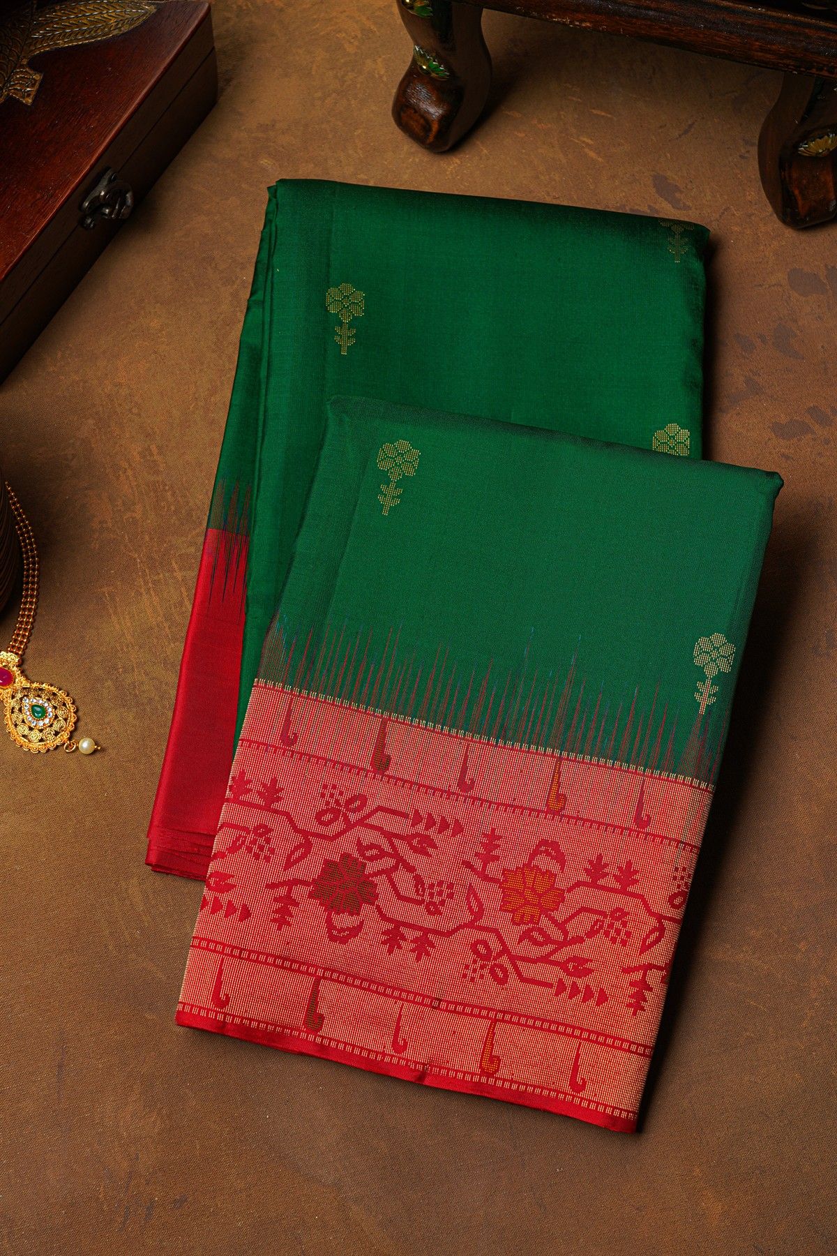 Coimbatore Soft Silk Bottle Green Saree