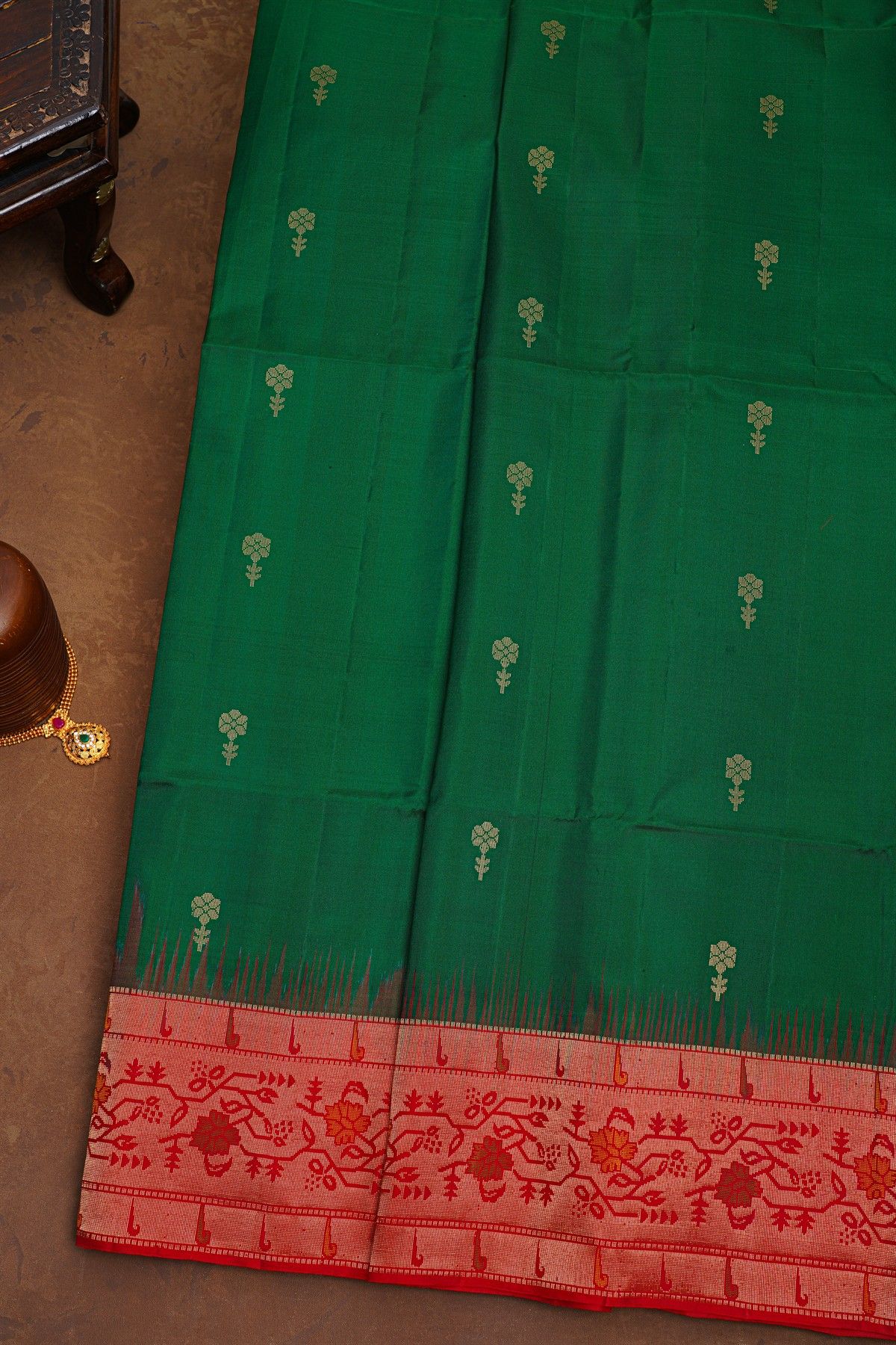 Coimbatore Soft Silk Bottle Green Saree