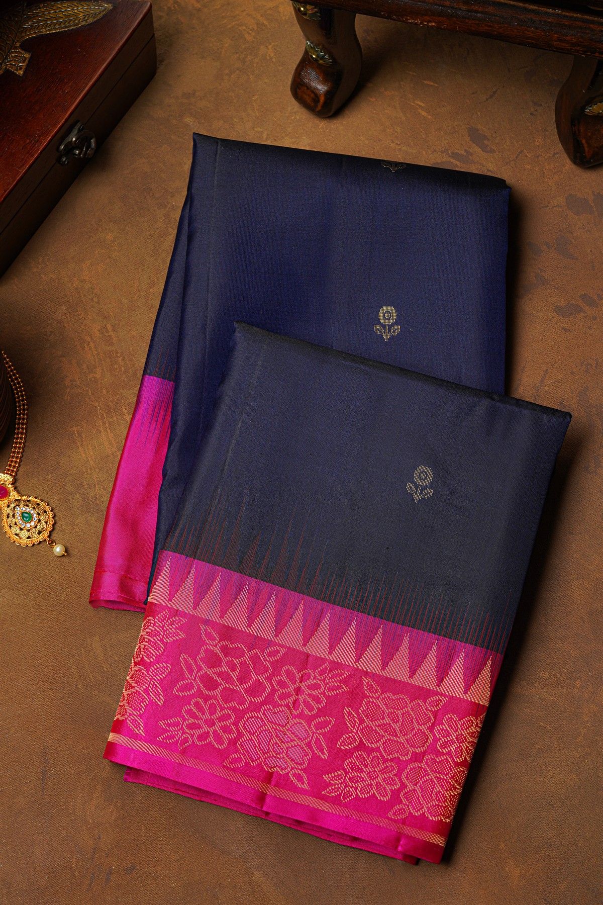 Coimbatore Soft Silk Navy Blue Saree