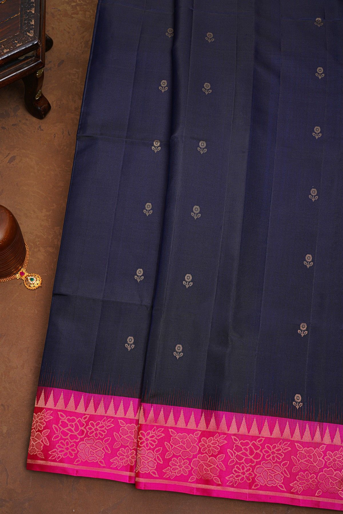 Coimbatore Soft Silk Navy Blue Saree
