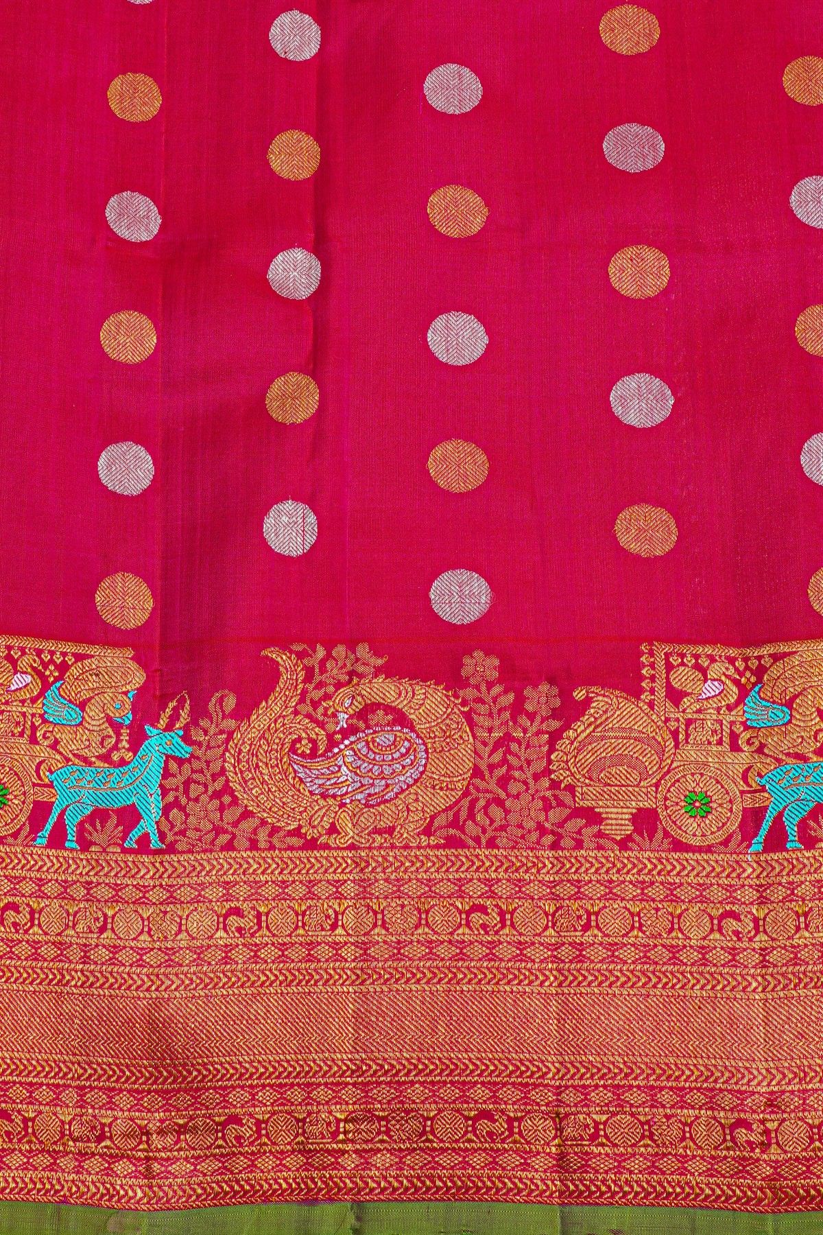 Gadwal Silk Bottle Green Saree