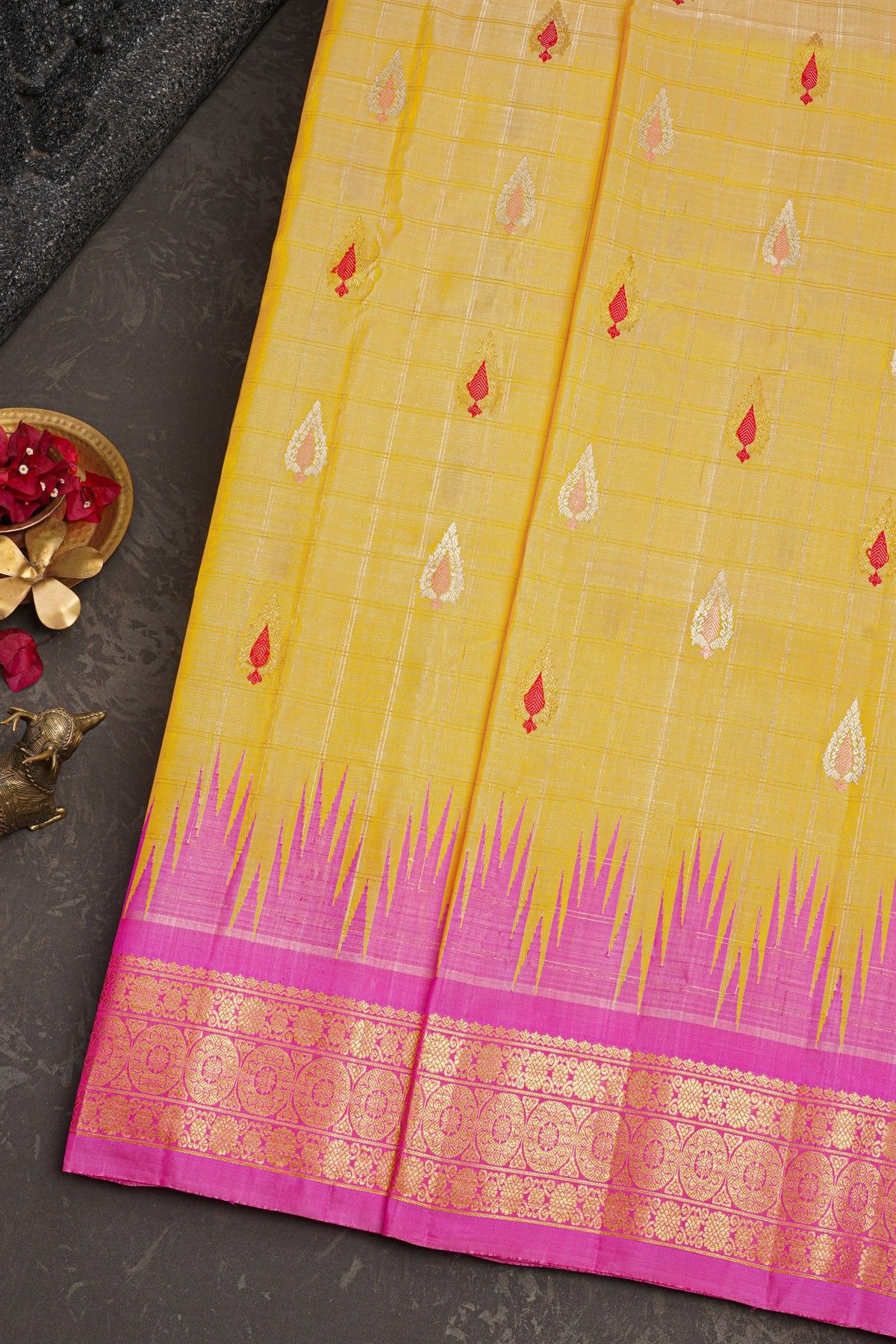 Gadwal Silk Yellow Saree
