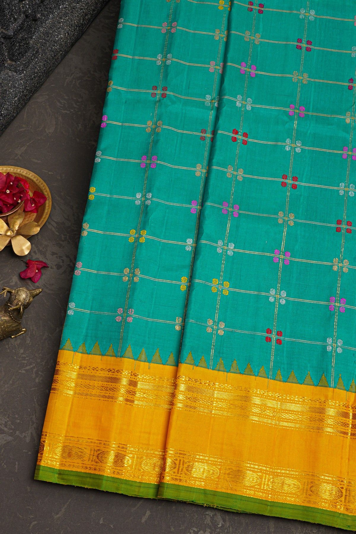 Gadwal Silk Sea Green Saree