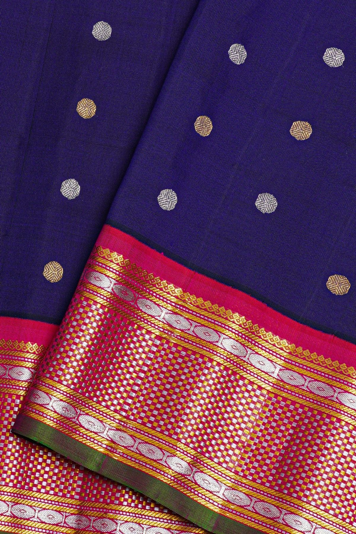 Gadwal Silk Navy Blue Saree