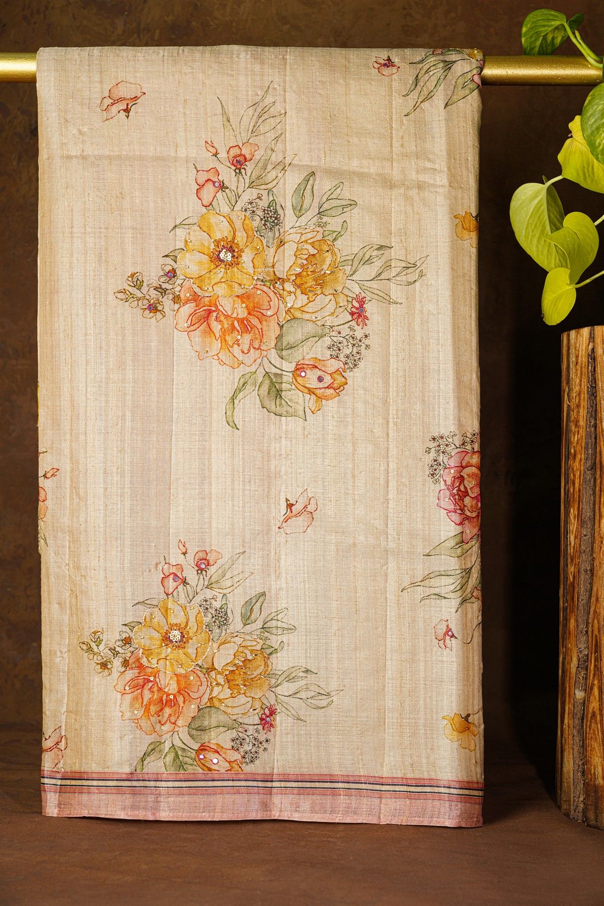 Fancy Tussar Cream Saree