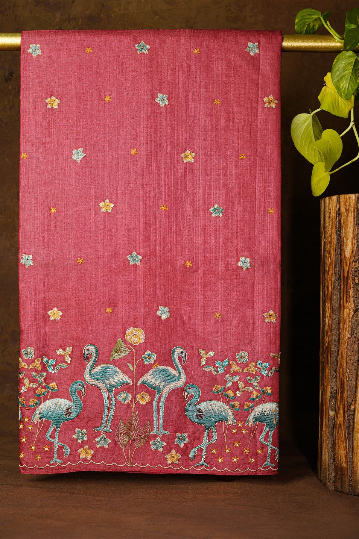 Fancy Tussar Rose Pink Saree