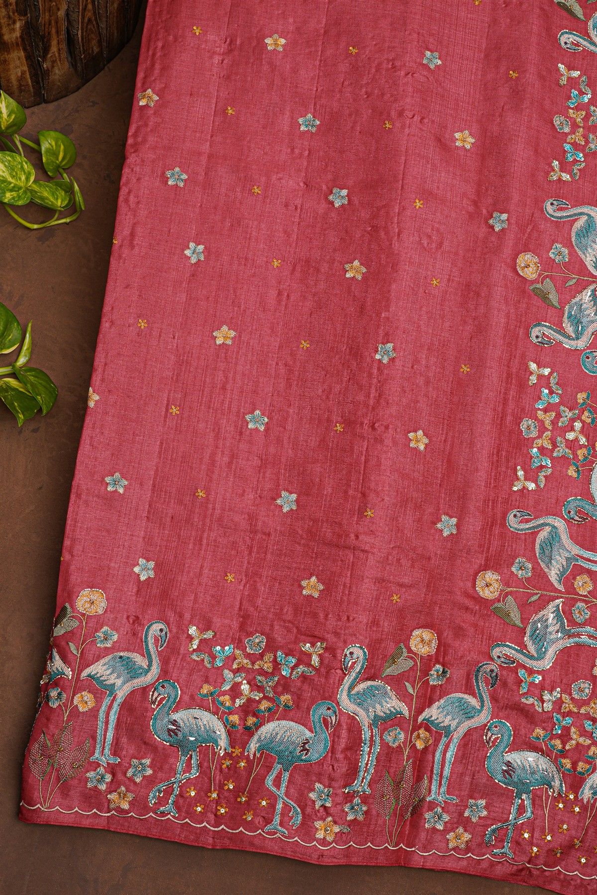 Fancy Tussar Rose Pink Saree