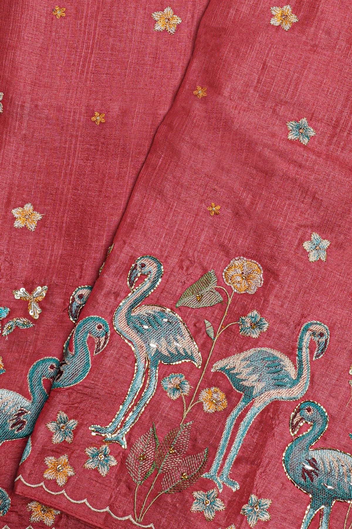 Fancy Tussar Rose Pink Saree