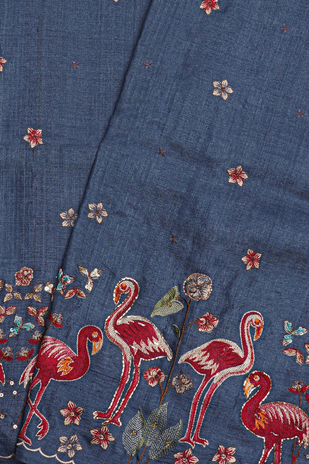 Fancy Organza Navy Blue Saree