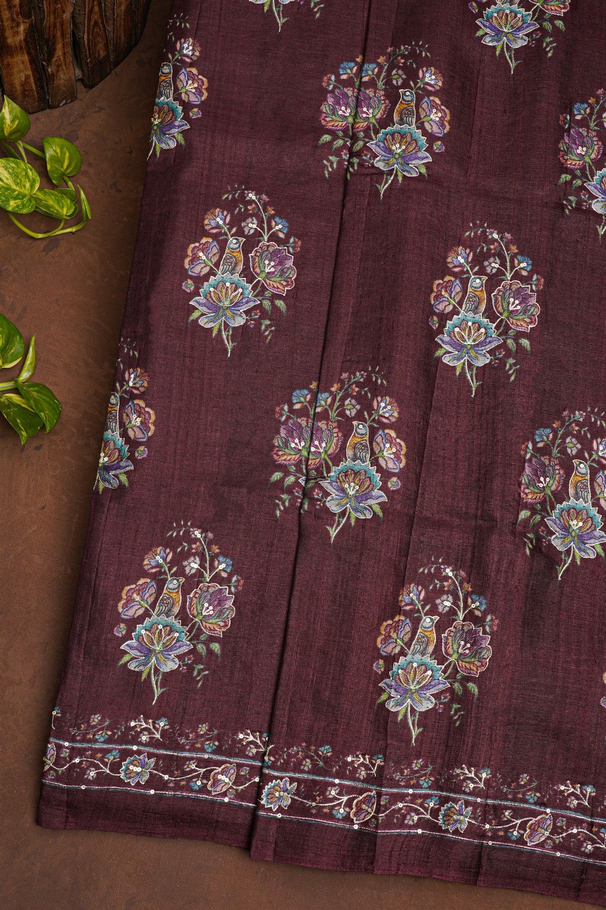 Fancy Tussar Brown Saree