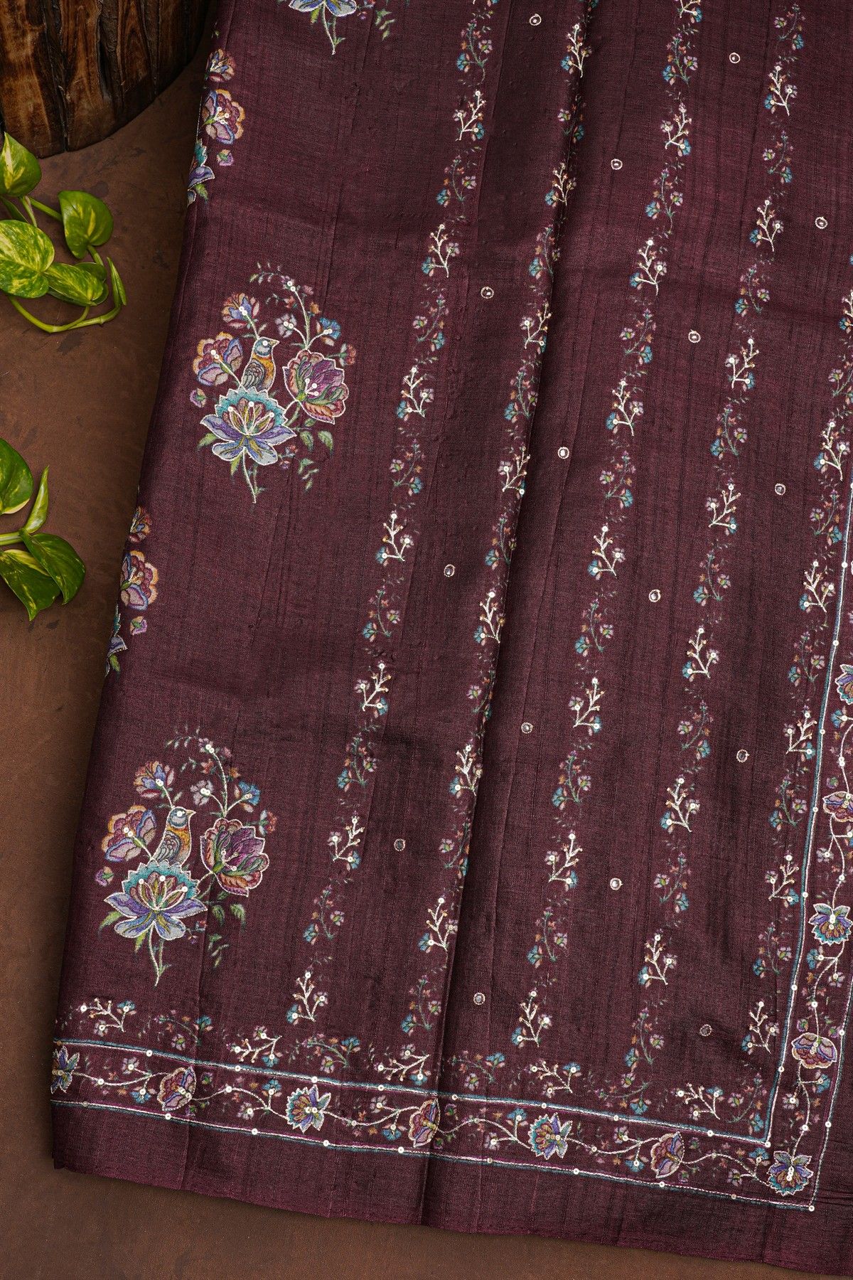 Fancy Tussar Brown Saree