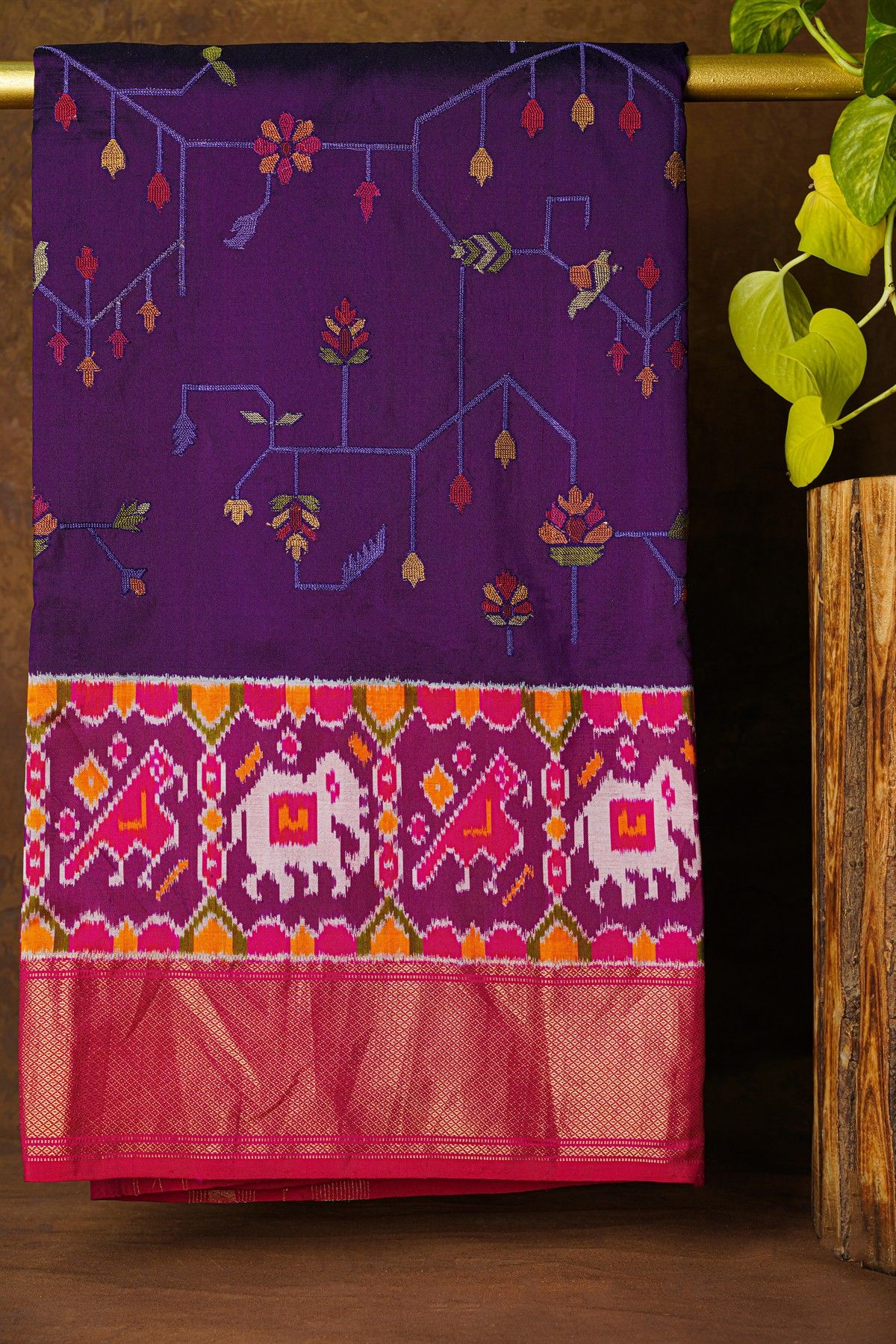 Fusion Silk Navy Blue Saree