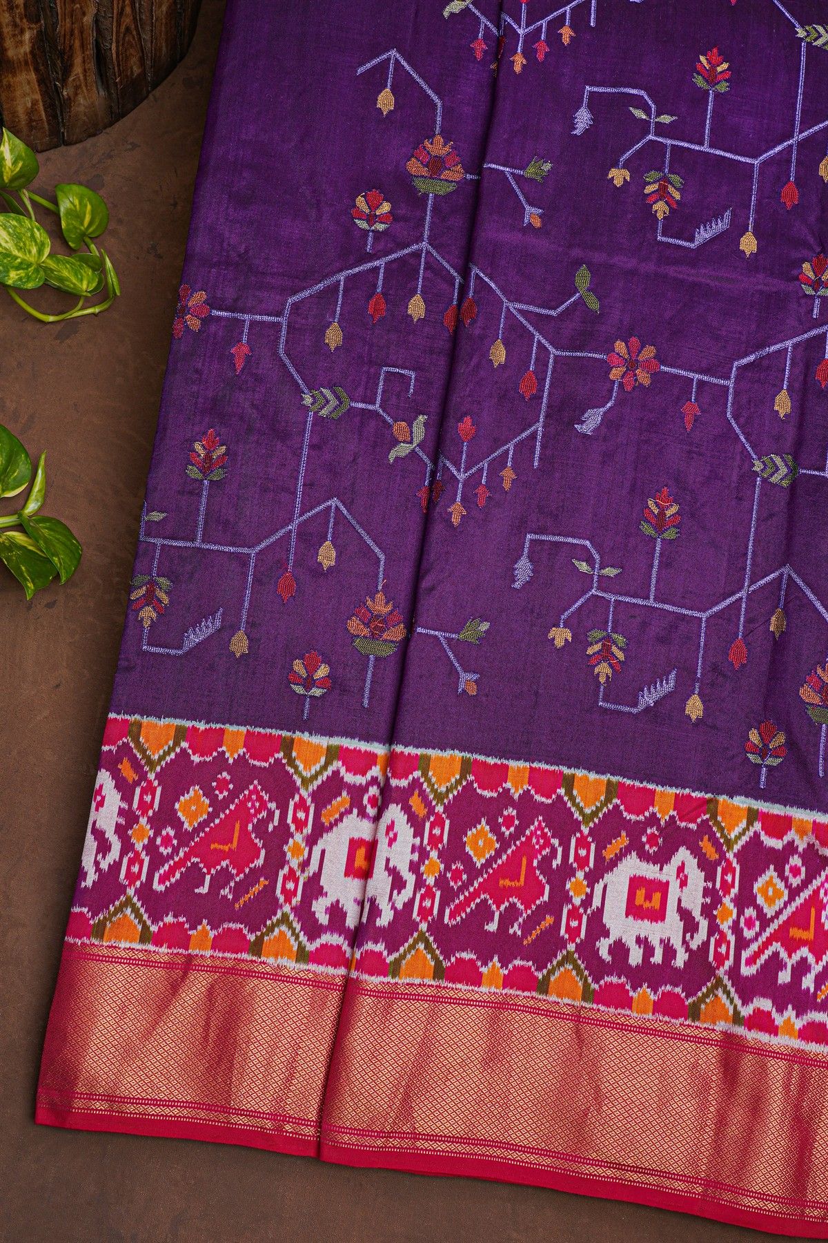 Fusion Silk Navy Blue Saree