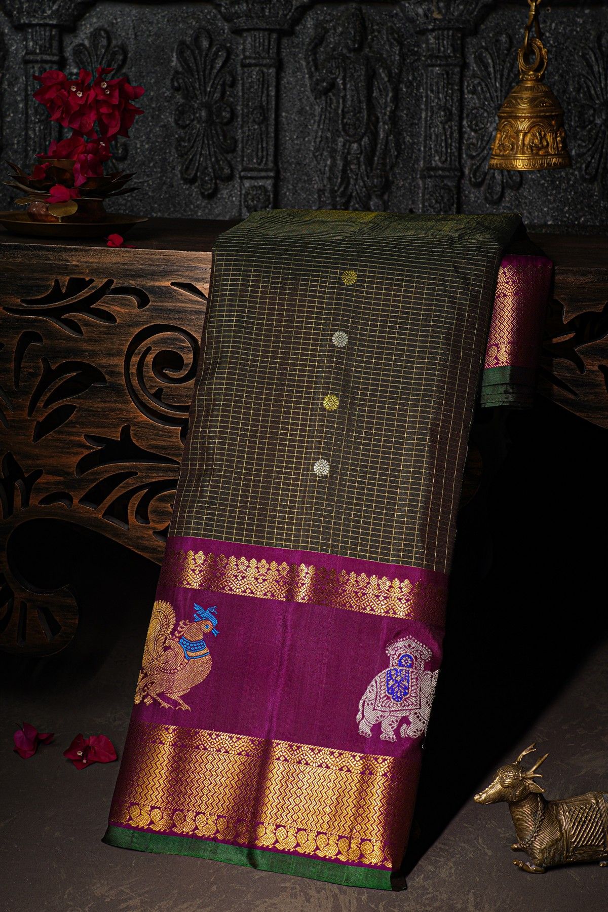 Gadwal Silk Black Saree