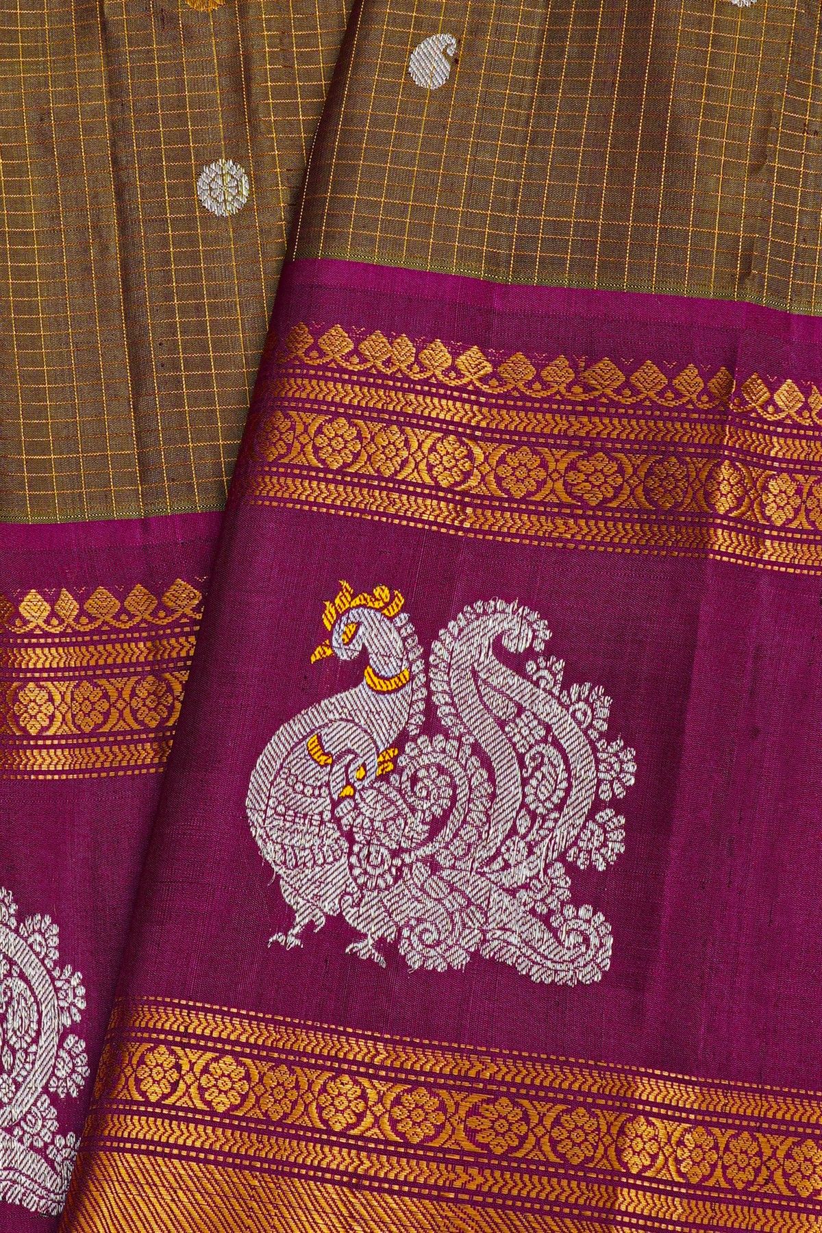 Gadwal Silk Mehendi Green Saree