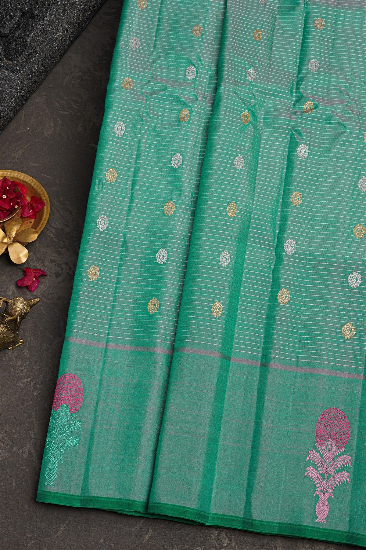 Gadwal Silk Sea Green Saree