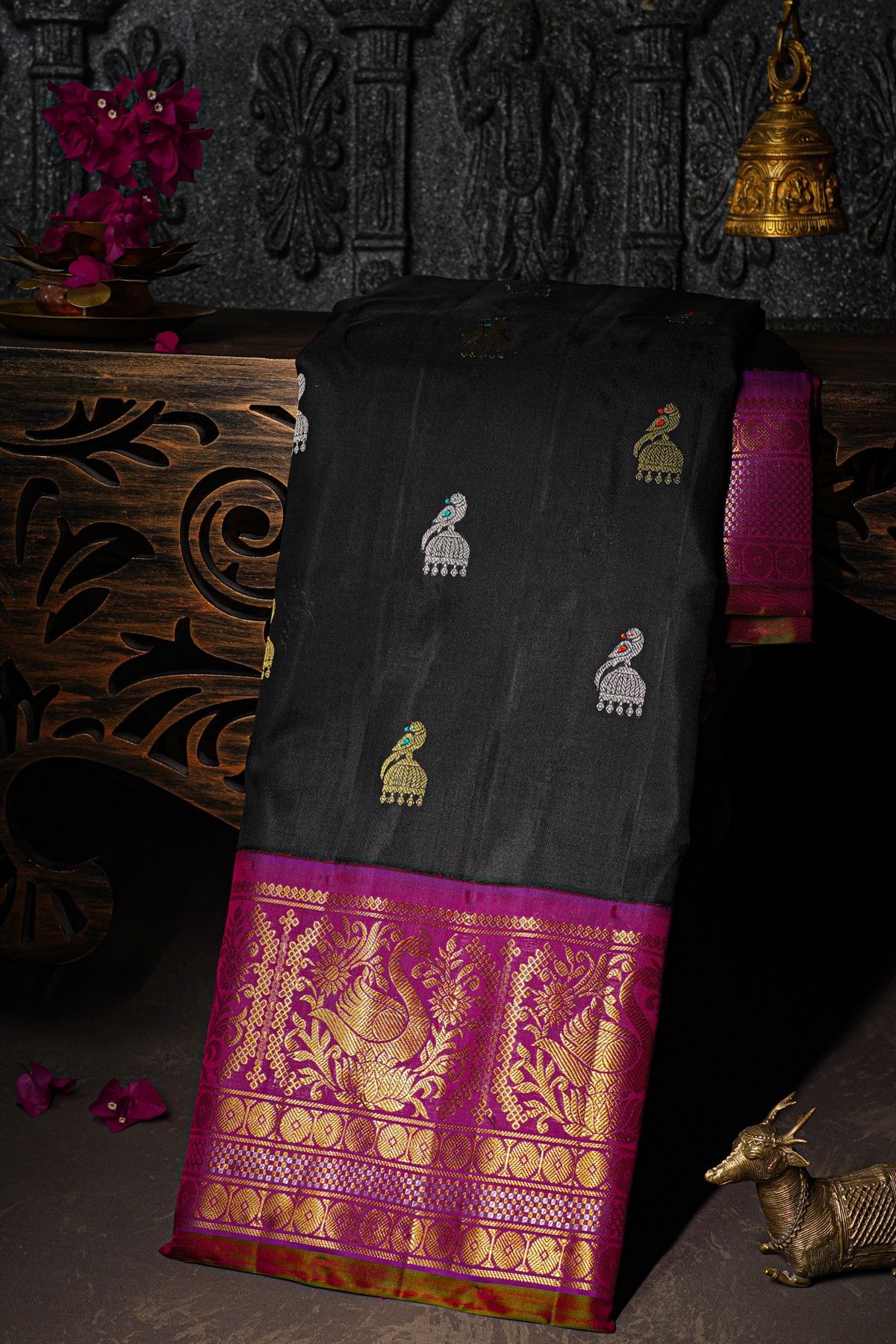 Gadwal Silk Black Saree