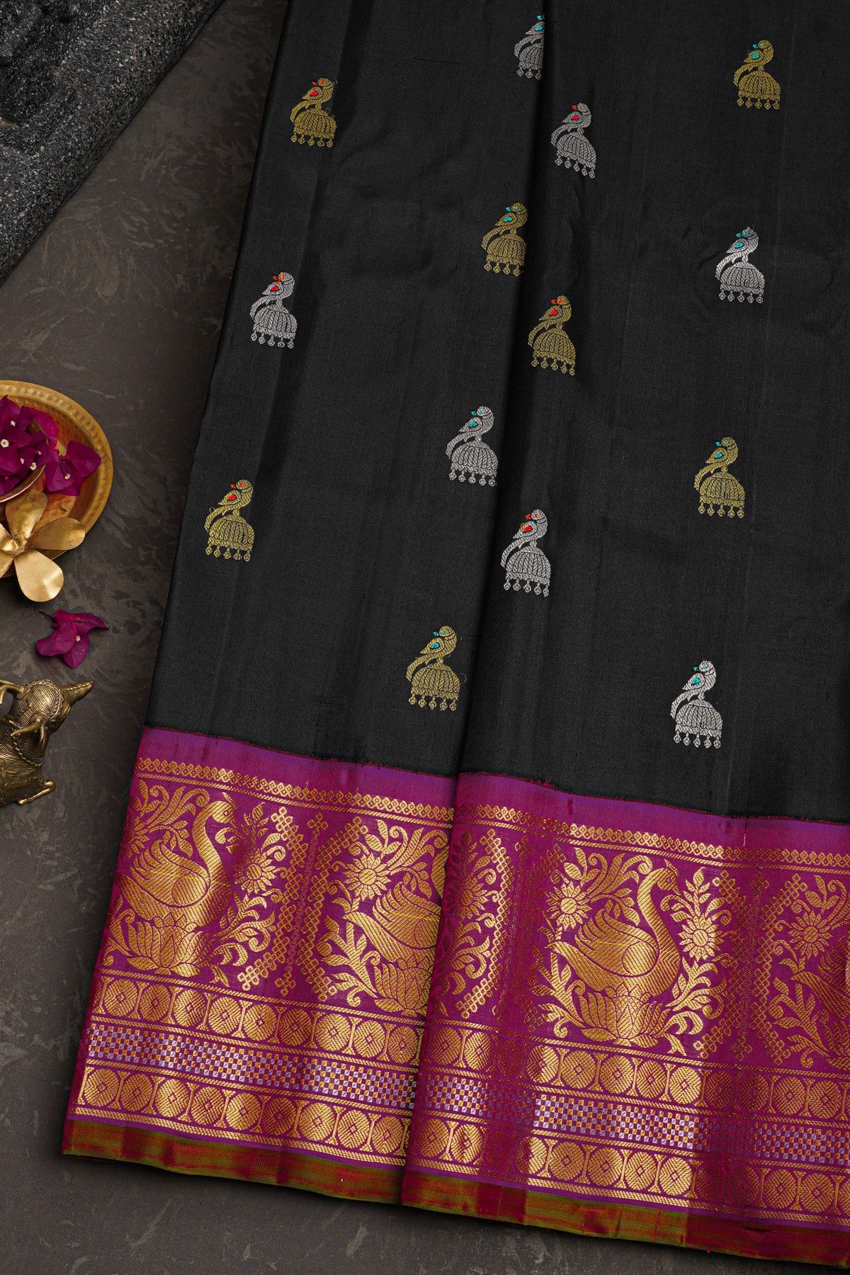 Gadwal Silk Black Saree