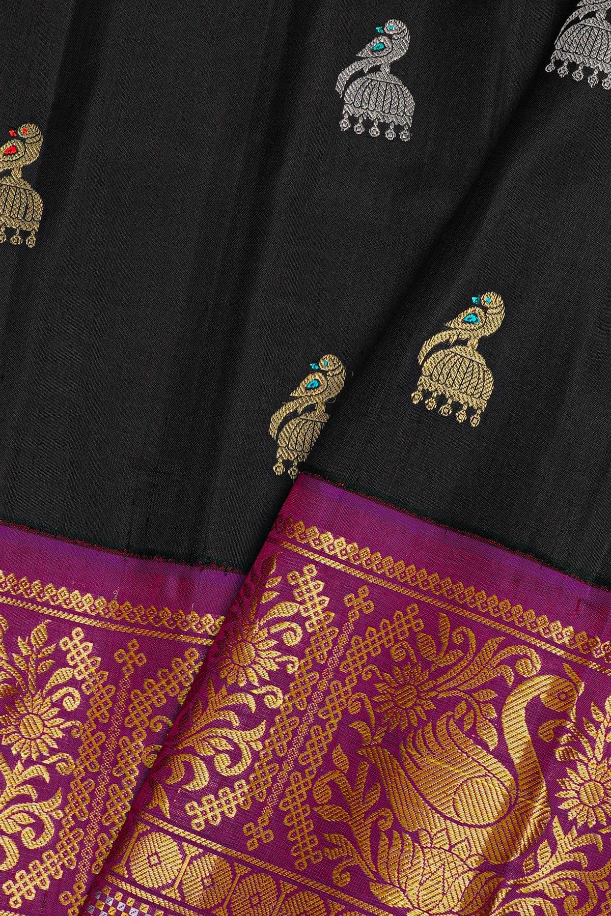 Gadwal Silk Black Saree