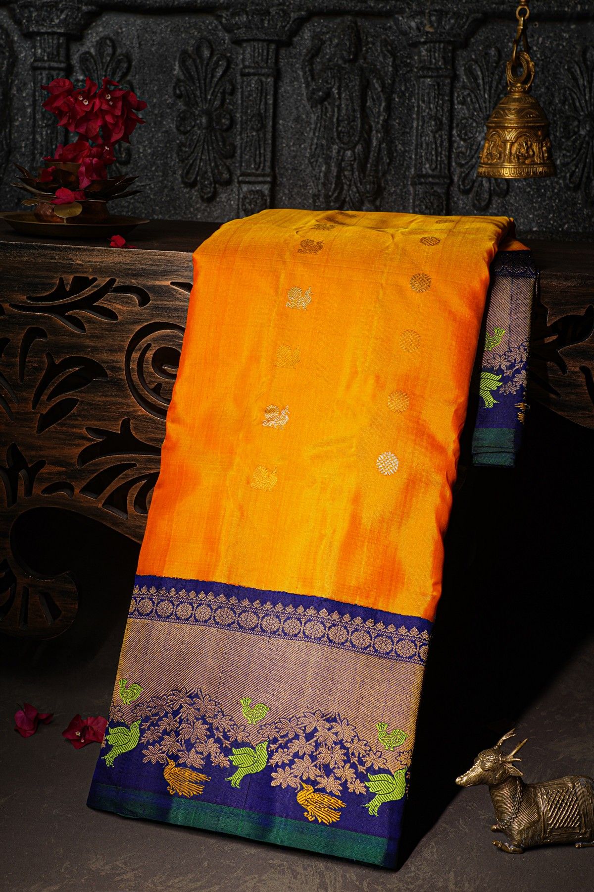 Gadwal Silk Orange Saree