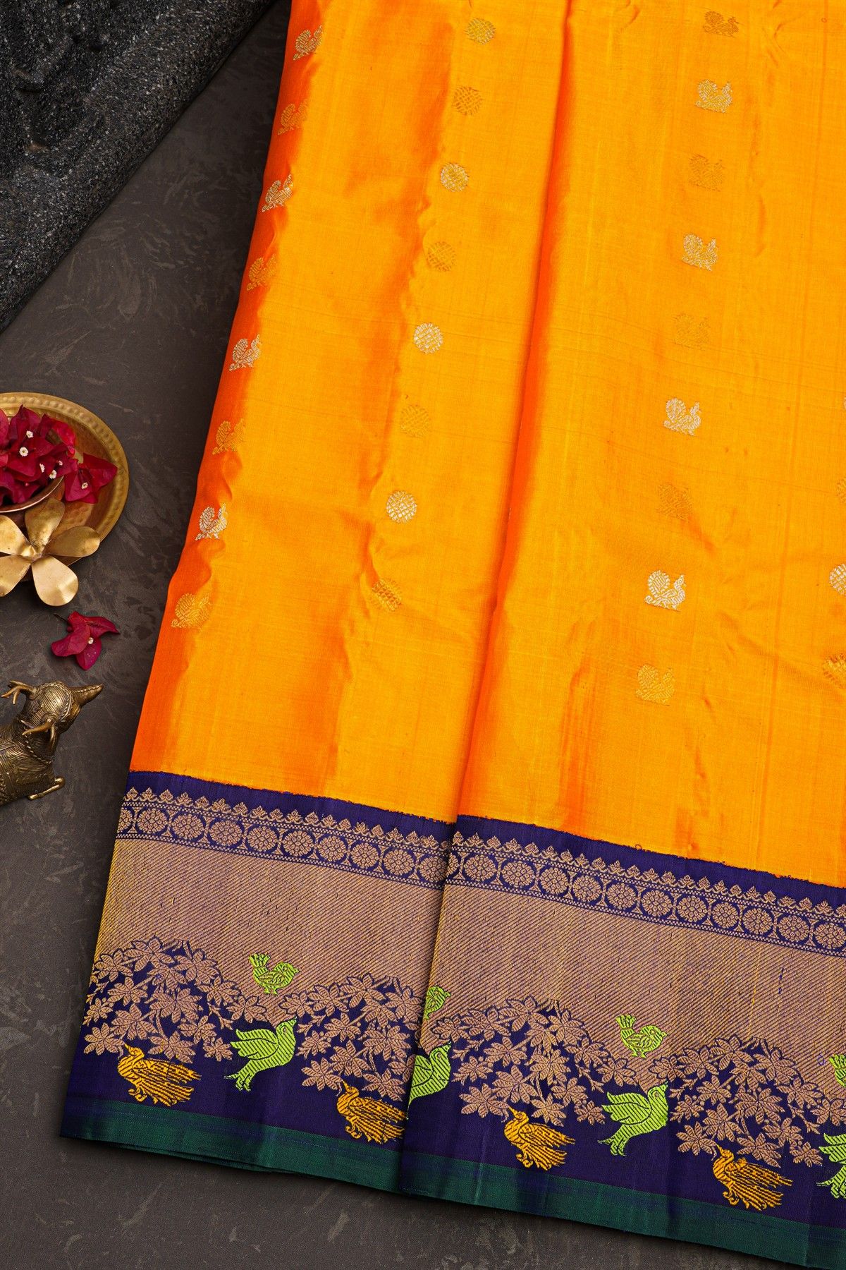 Gadwal Silk Orange Saree