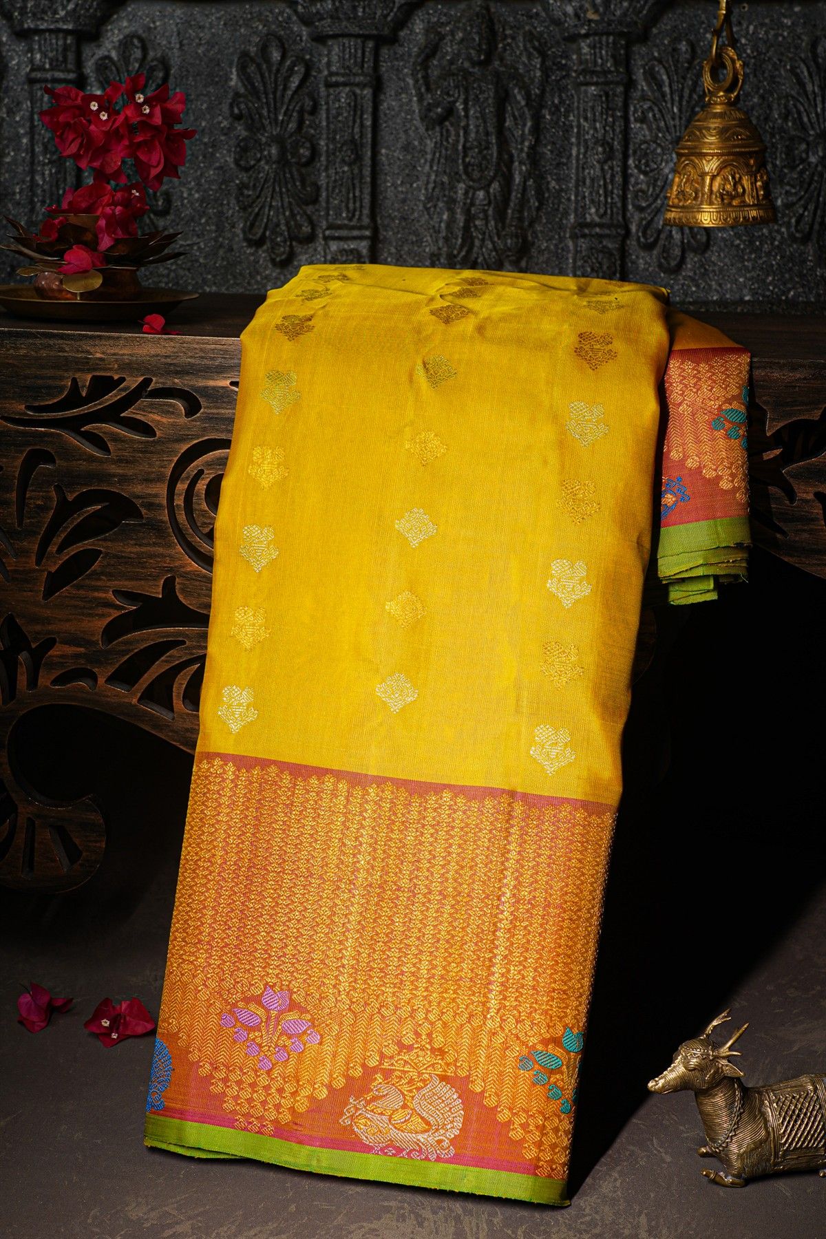 Gadwal Silk Yellow Saree