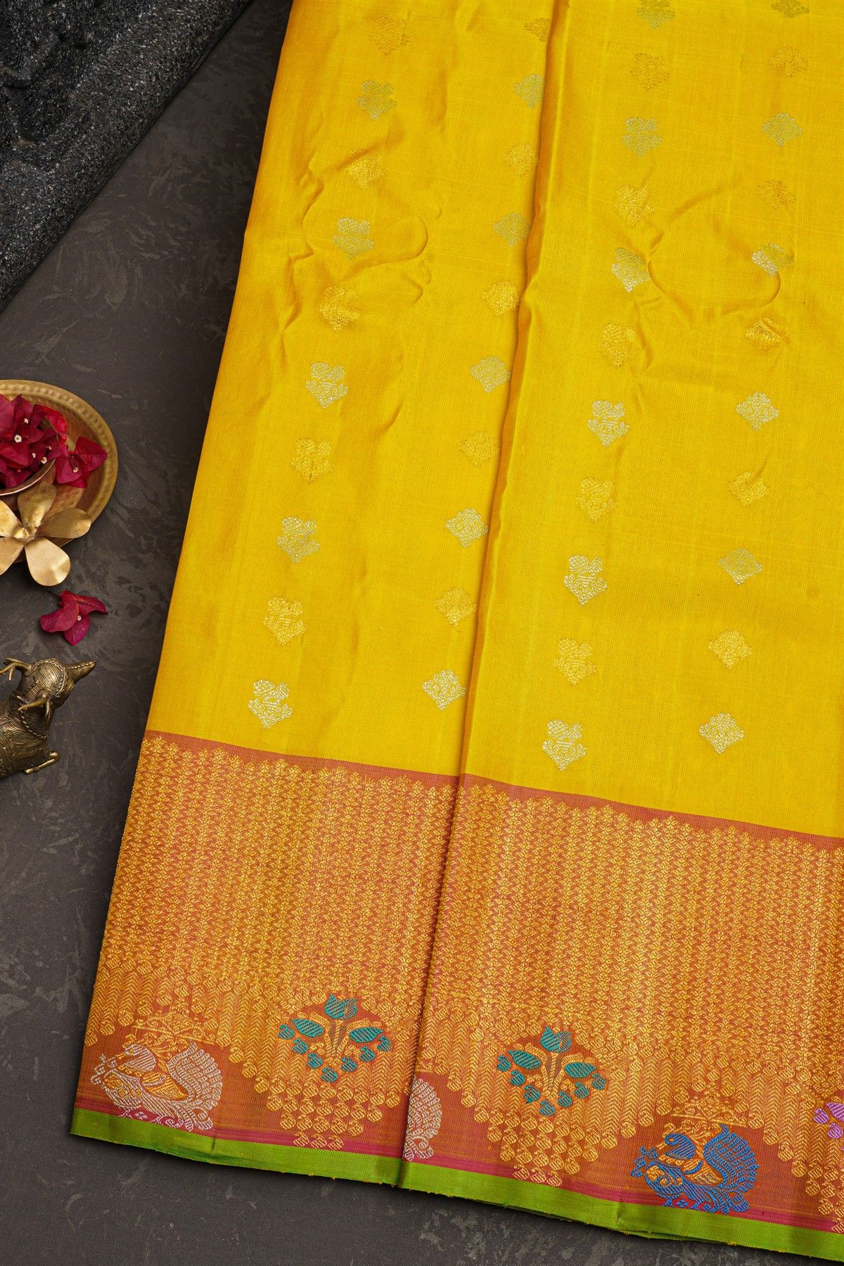 Gadwal Silk Yellow Saree