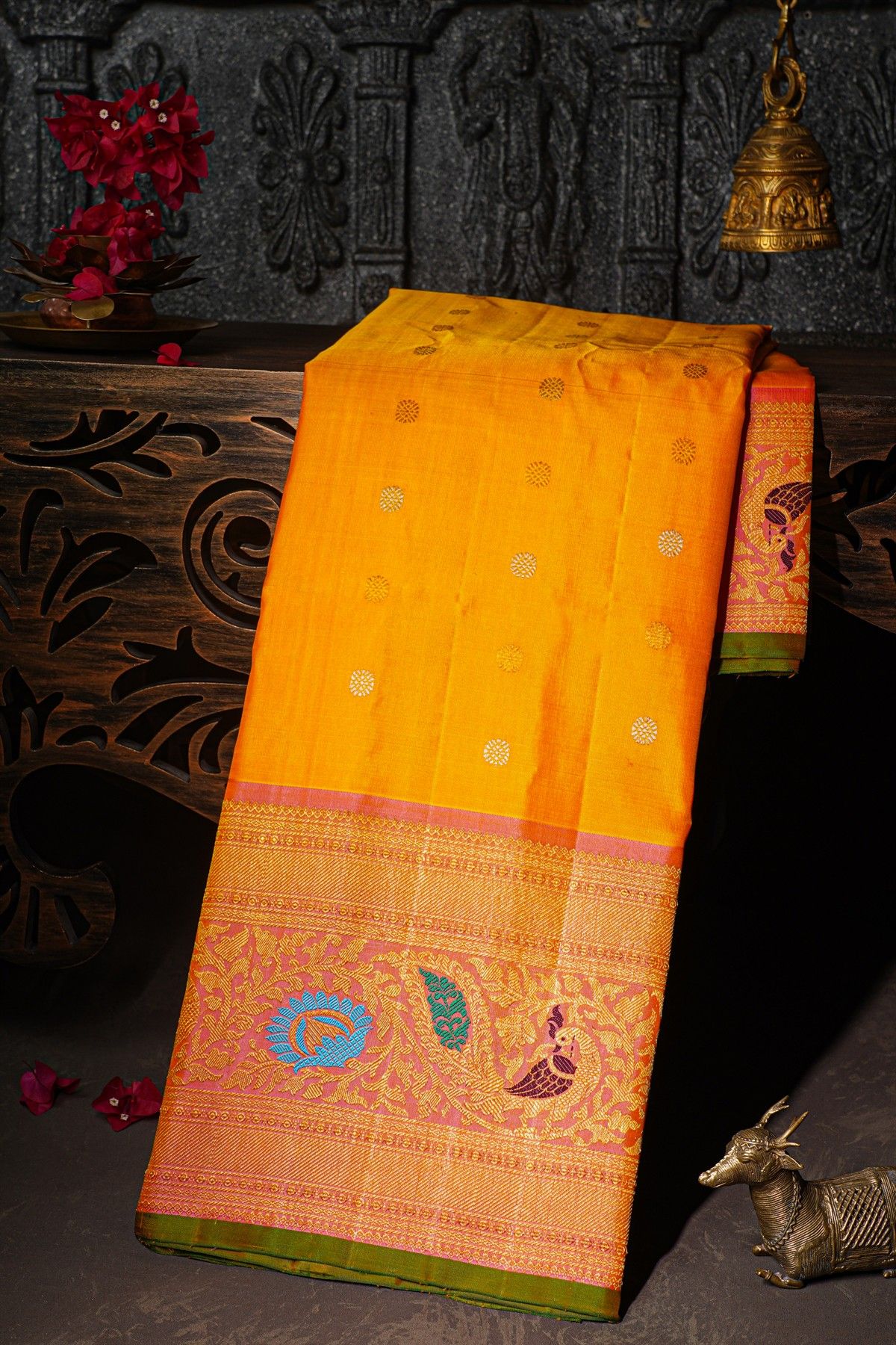 Gadwal Silk Mustard Saree