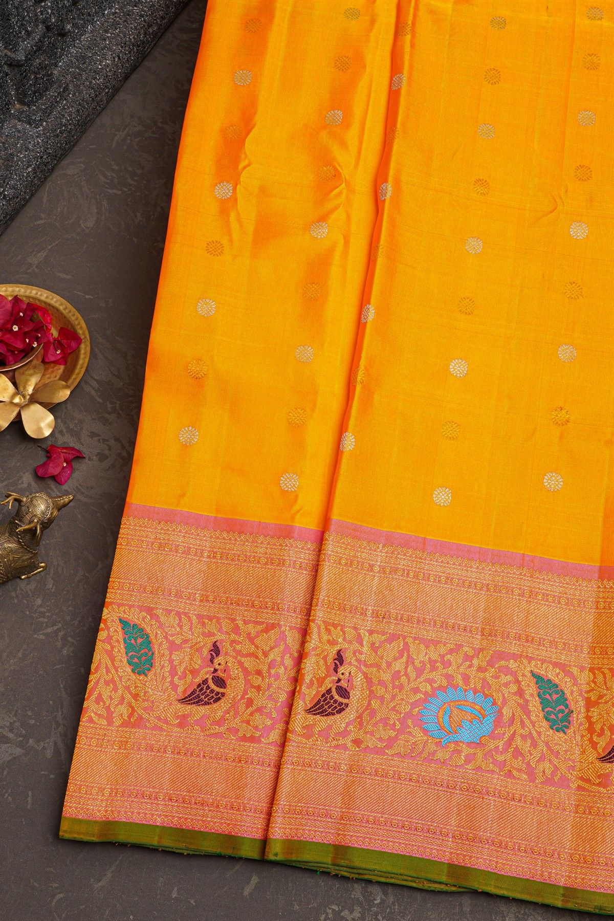 Gadwal Silk Mustard Saree